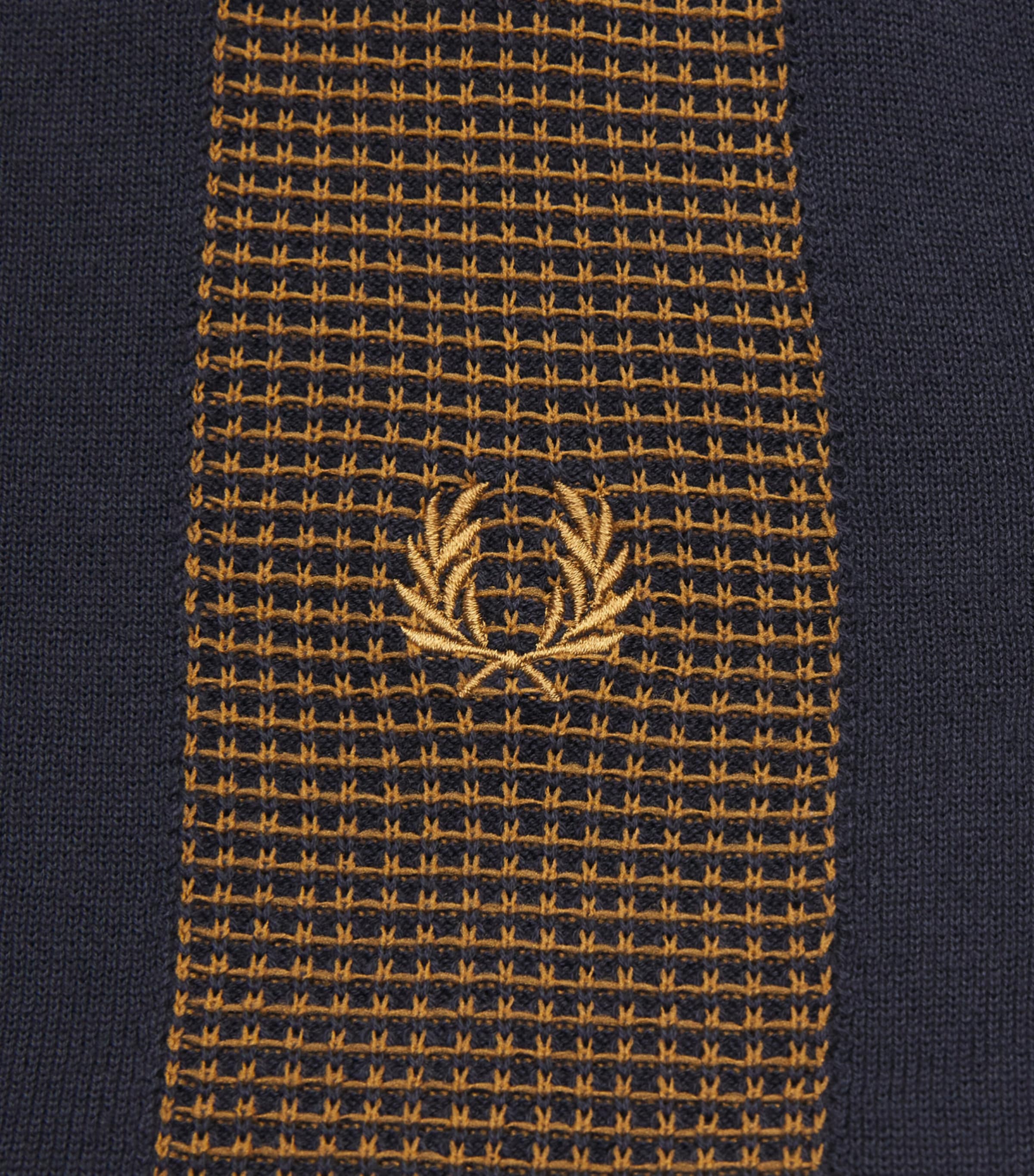 Fred Perry Mens Cotton Panelled Zip-Up Polo Shirt Navy Image 6
