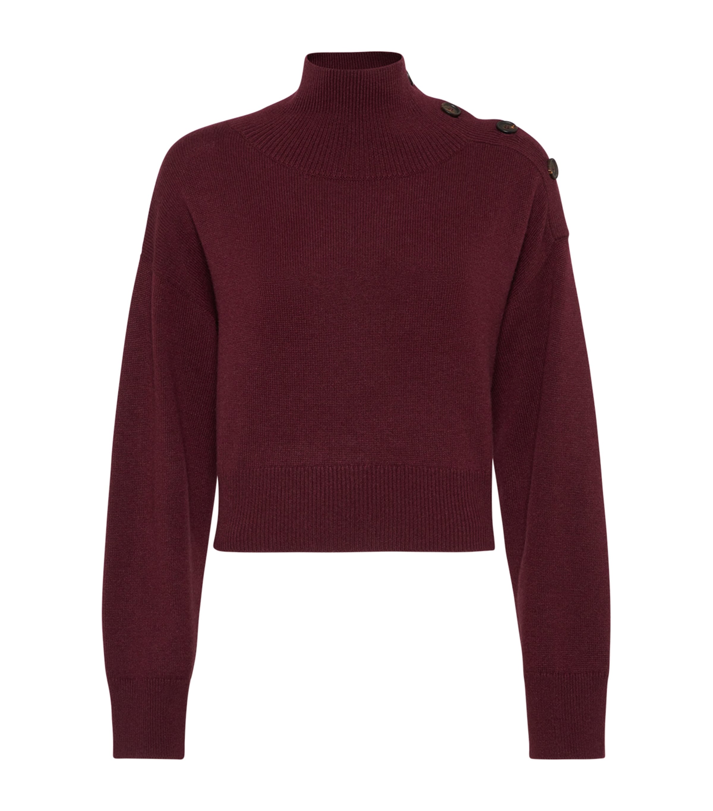 Brunello Cucinelli Cashmere Cropped High-neck Sweater In Red