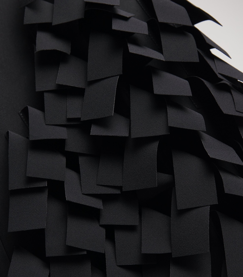 Virgin Wool Fringe Wide-Leg Trousers BLACK Image 5