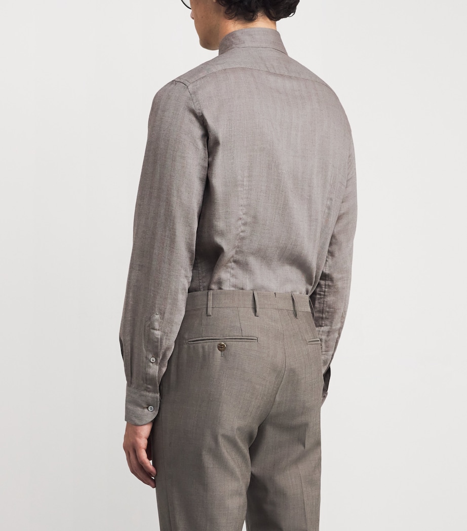 Cotton-Blend Herringbone Shirt 031 BRICK BROWN Image 4