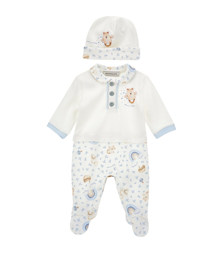 Rainbow Bear Top, Trousers and Hat Set (1-9 Months) PANNA+NUVOLA Image 1