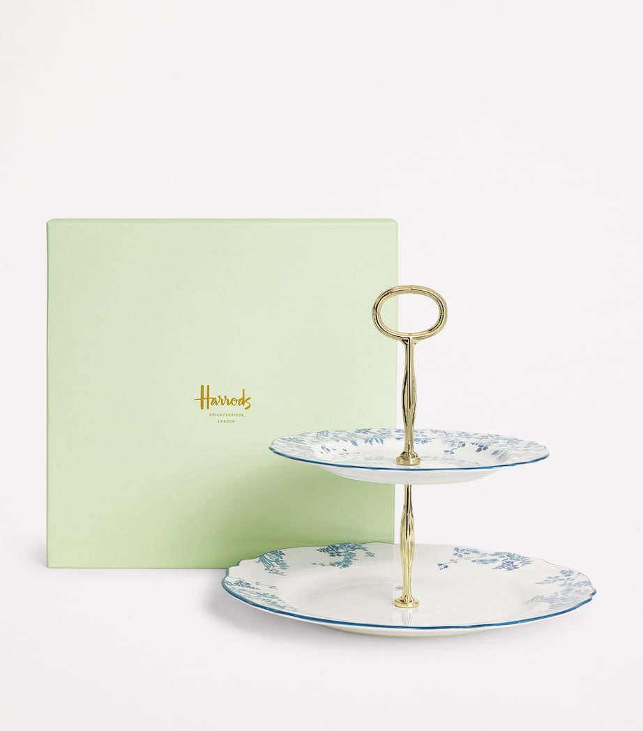 Bone China Toile Two-Tier Cake Stand BLUE Image 2