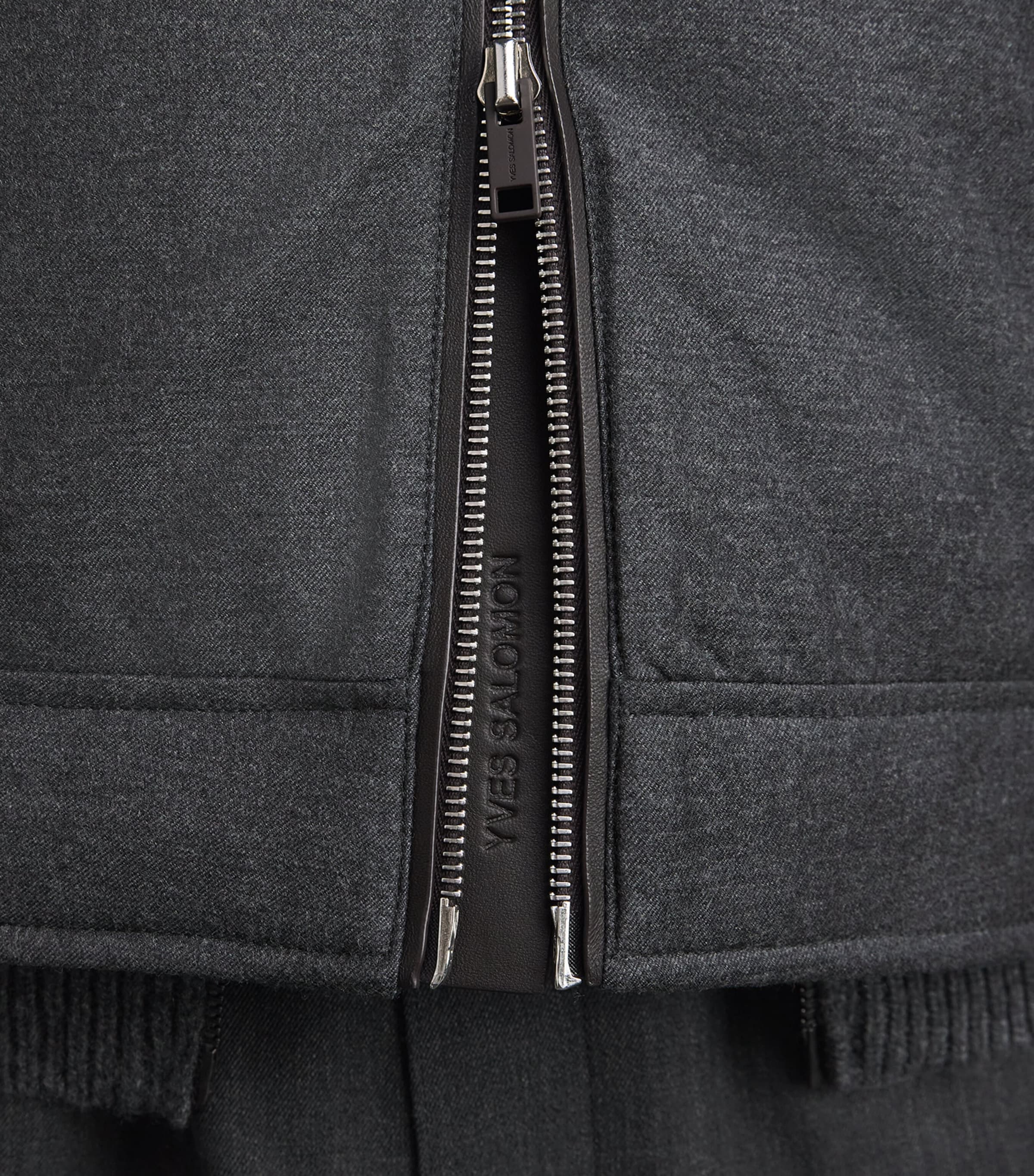 Yves Salomon Mens Virgin Wool-Silk Bomber Jacket Gris Anthracite Image 3