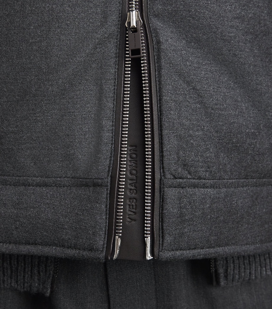 Yves Salomon Mens Virgin Wool-Silk Bomber Jacket Gris Anthracite Image 3