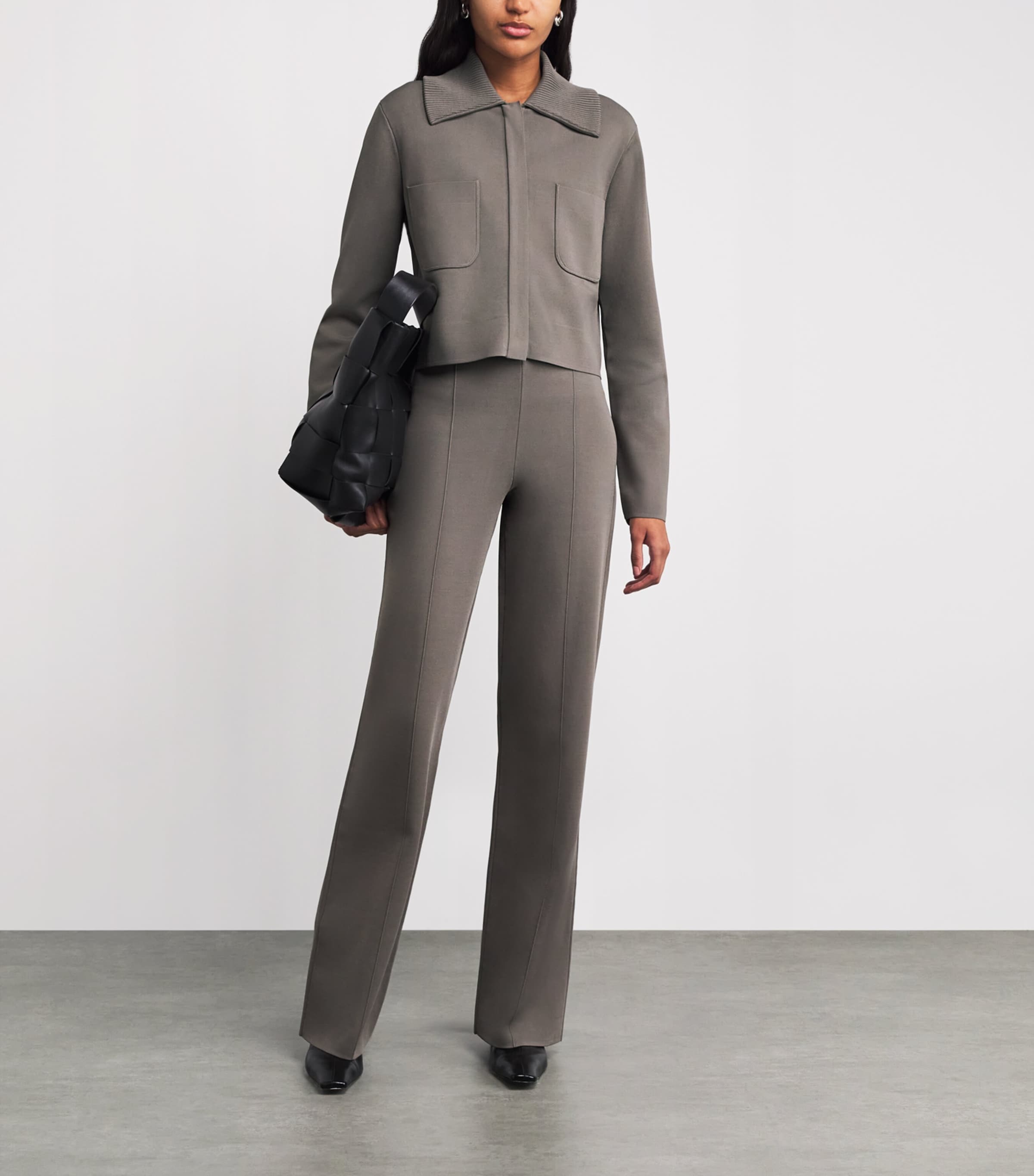 Milano-Knit Collared Jacket MUSHROOM Image 2