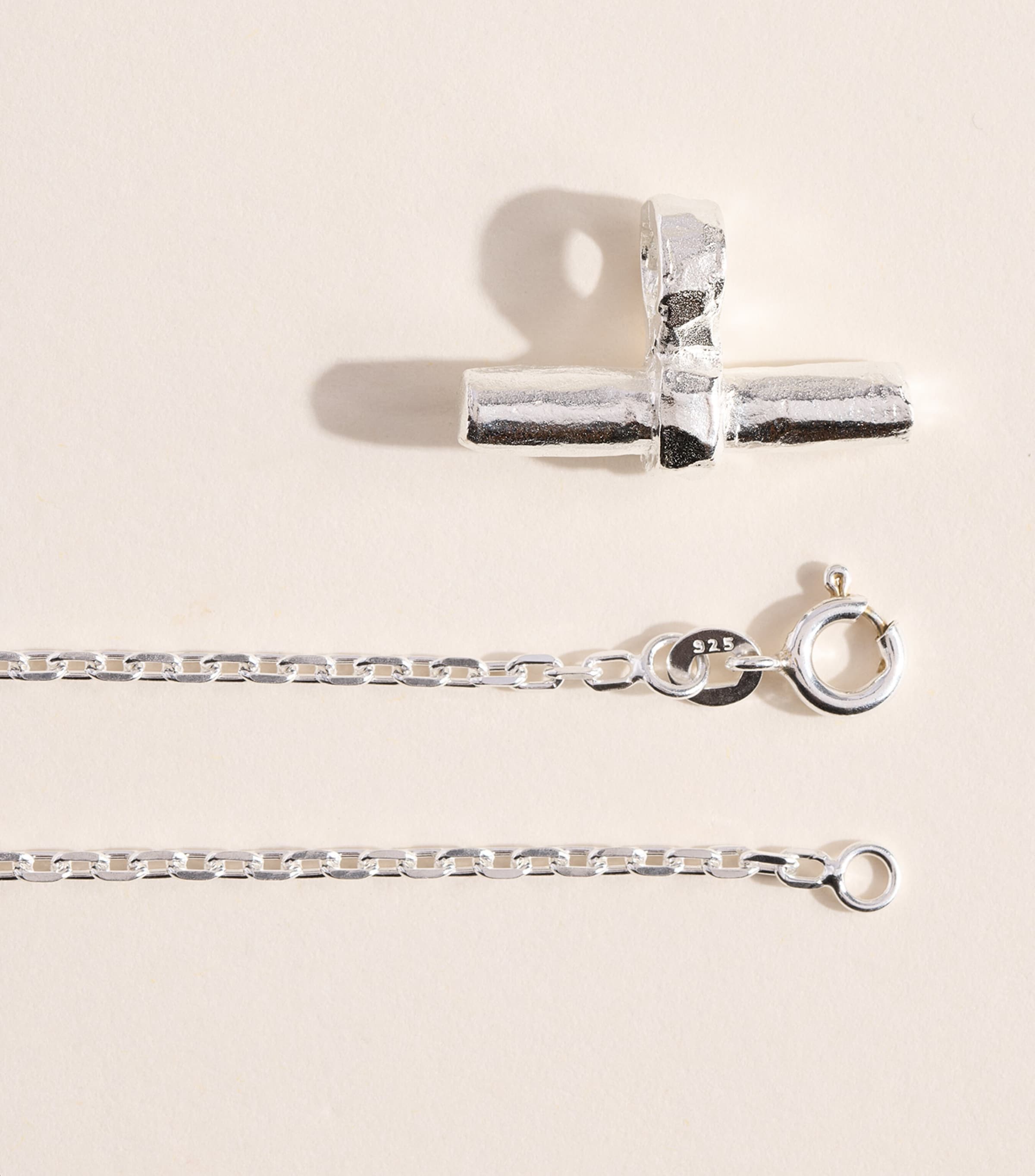 THE OUZE Sterling Silver T-Bar Necklace Silver Image 4