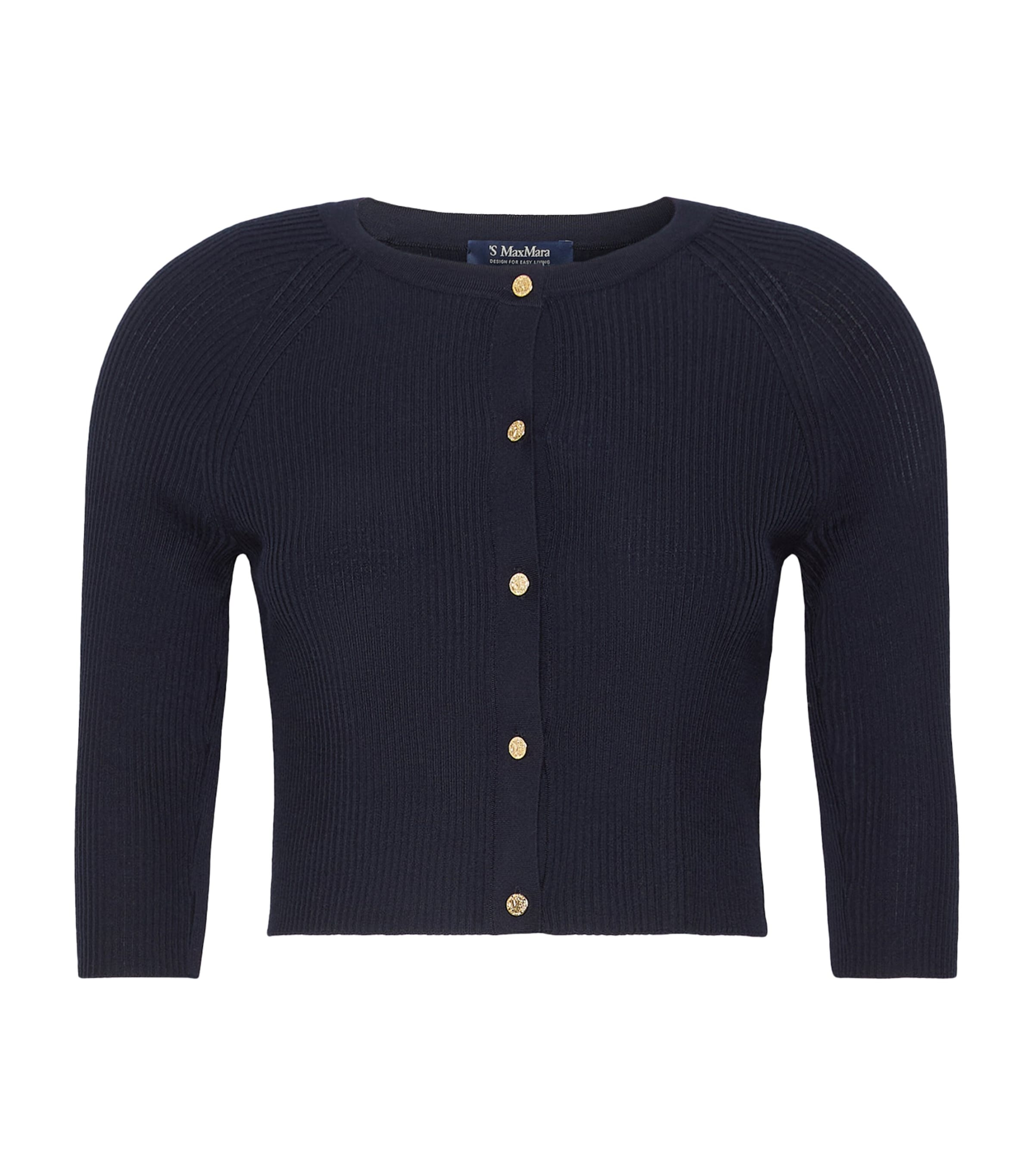 Max Mara Womens Virgin Wool Cropped Cardigan Ultramarine Image 1
