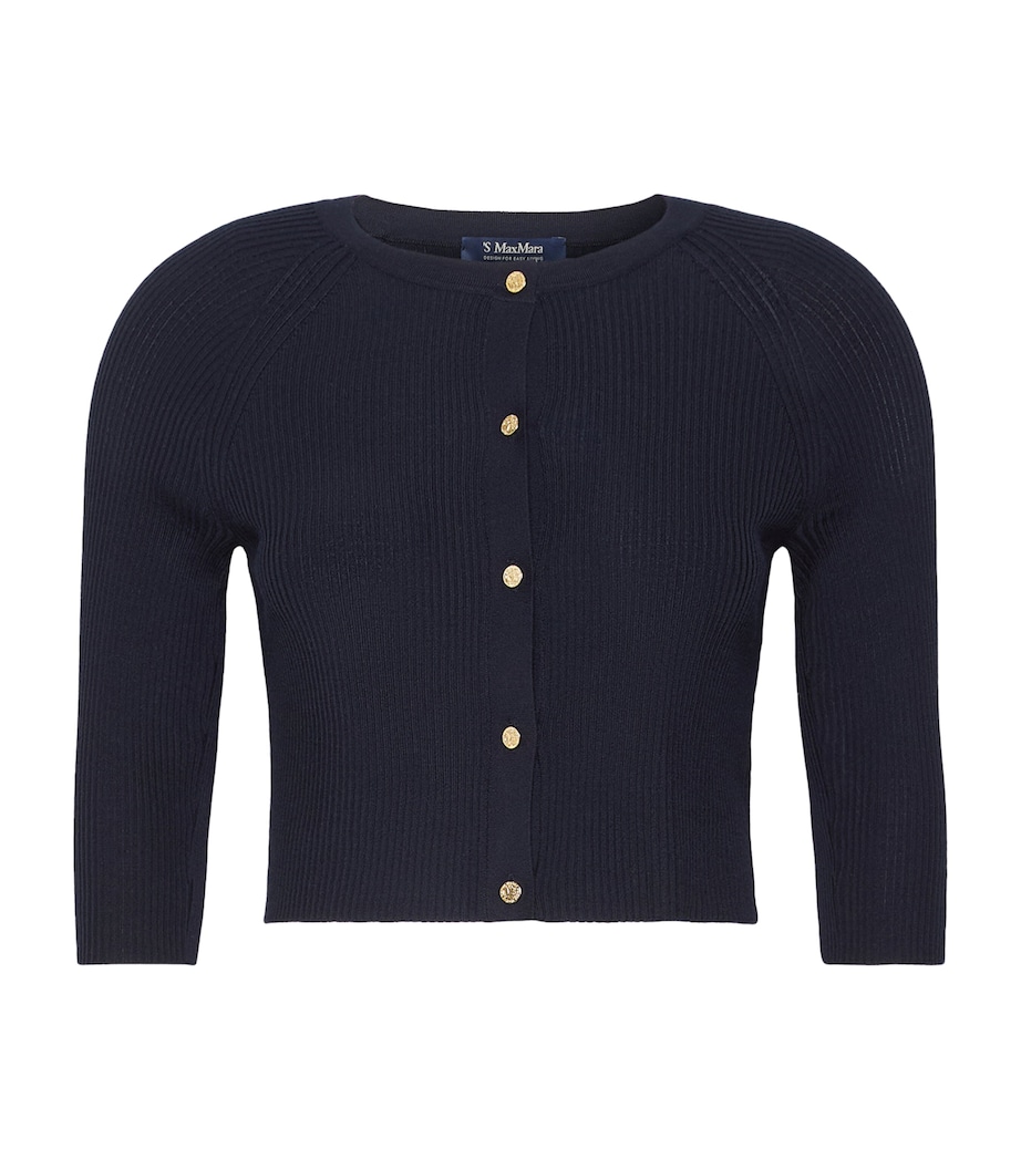 Max Mara Womens Virgin Wool Cropped Cardigan Ultramarine Image 1