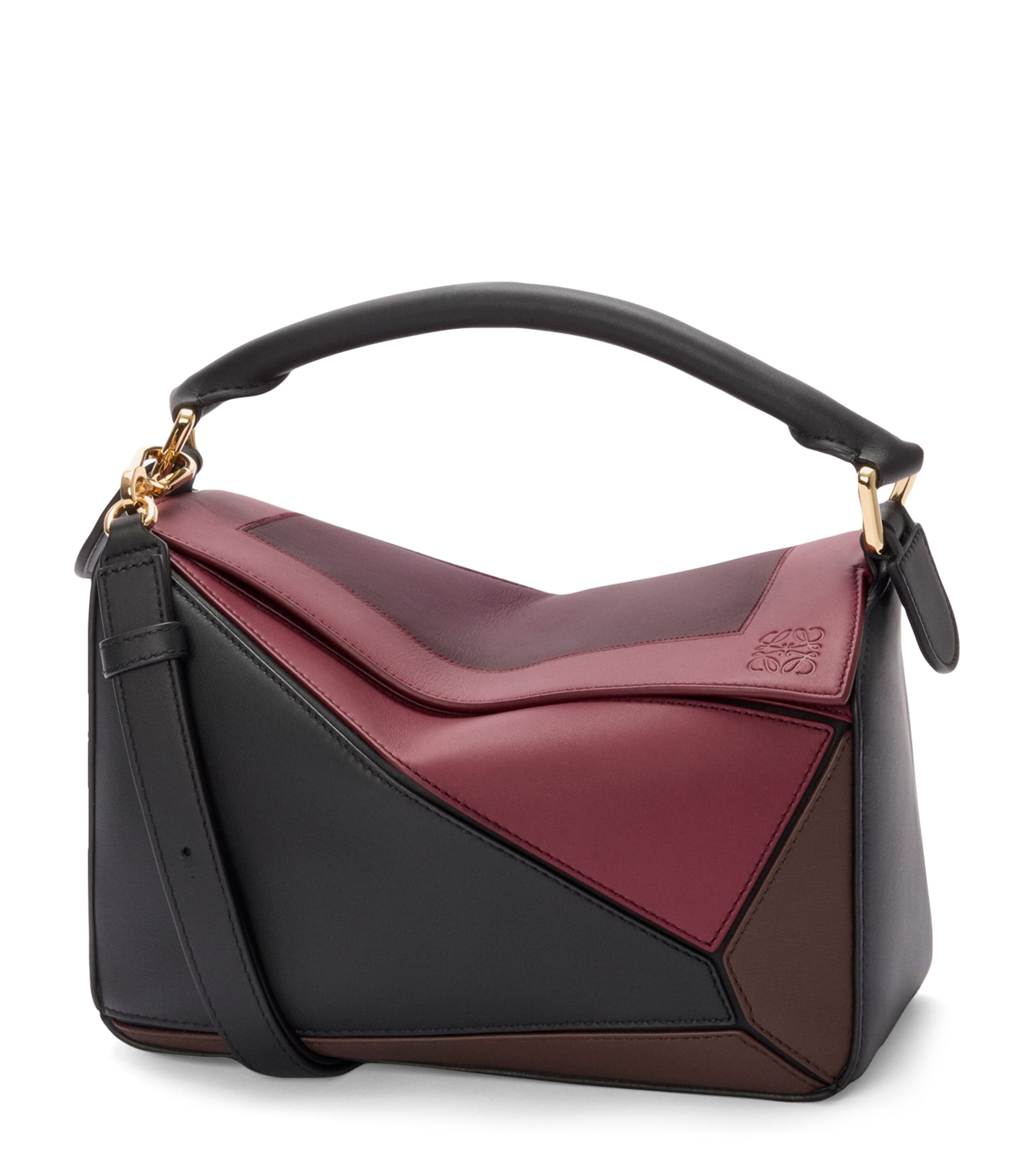 Loewe Puzzle Square Small Leather Shoulder Bag In Black