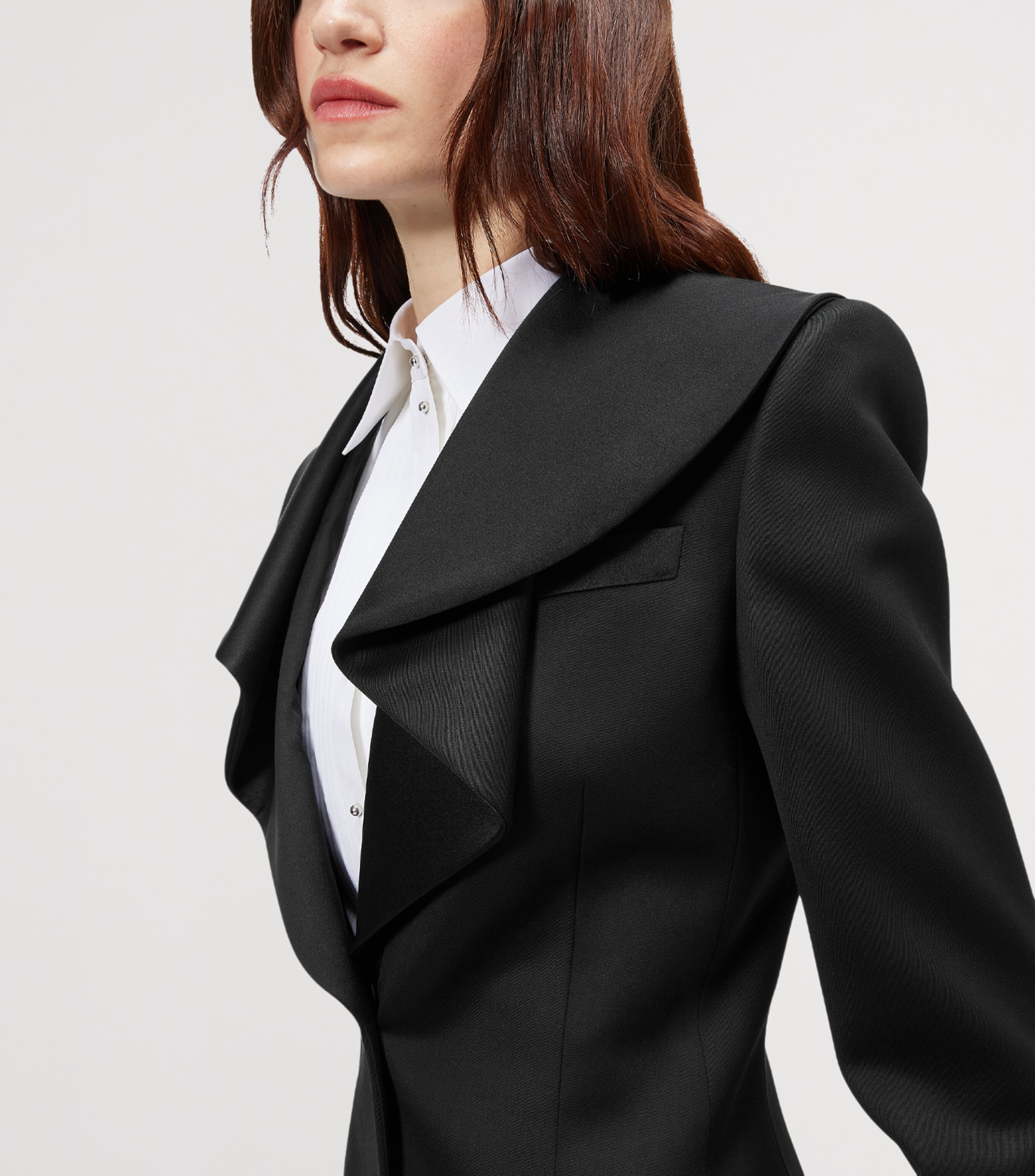 McQueen Womens Wool Waterfall-Collar Blazer Image 5