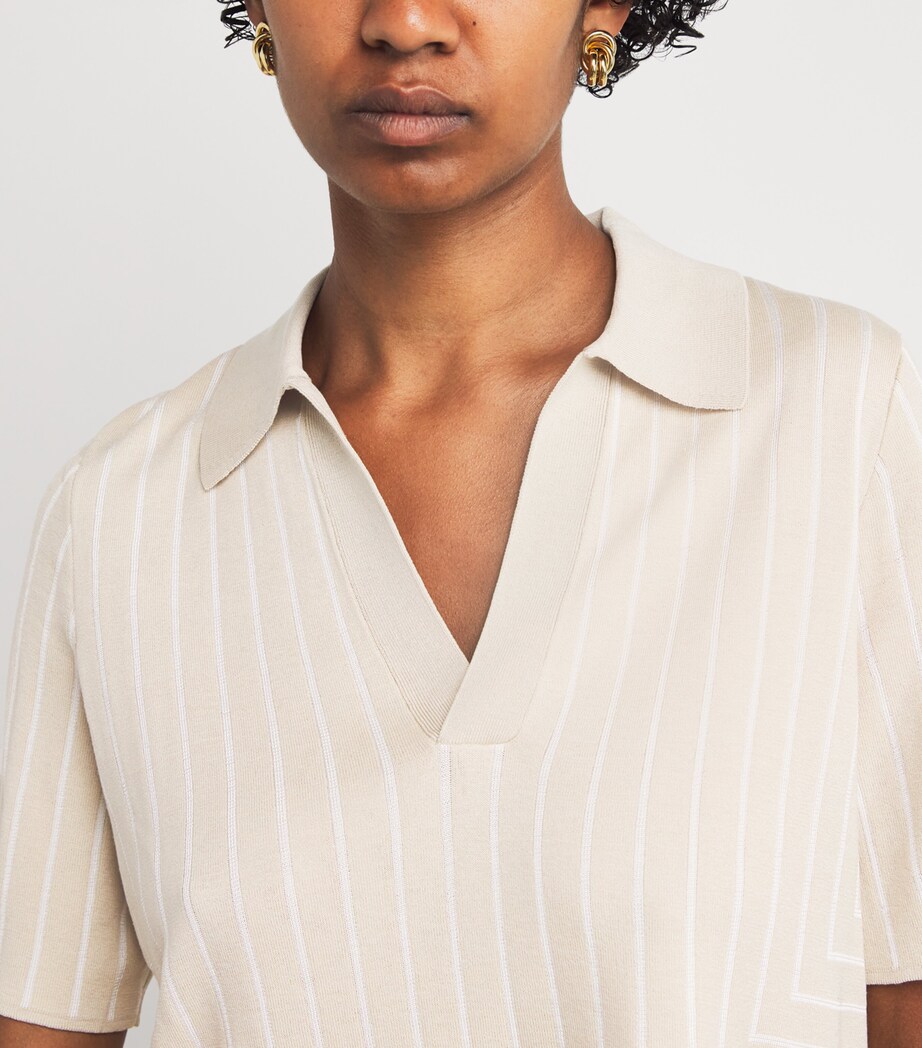 Silk-Cotton-Blend Geometric Jacquard Polo Shirt AFFOGATO/IVORY Image 6