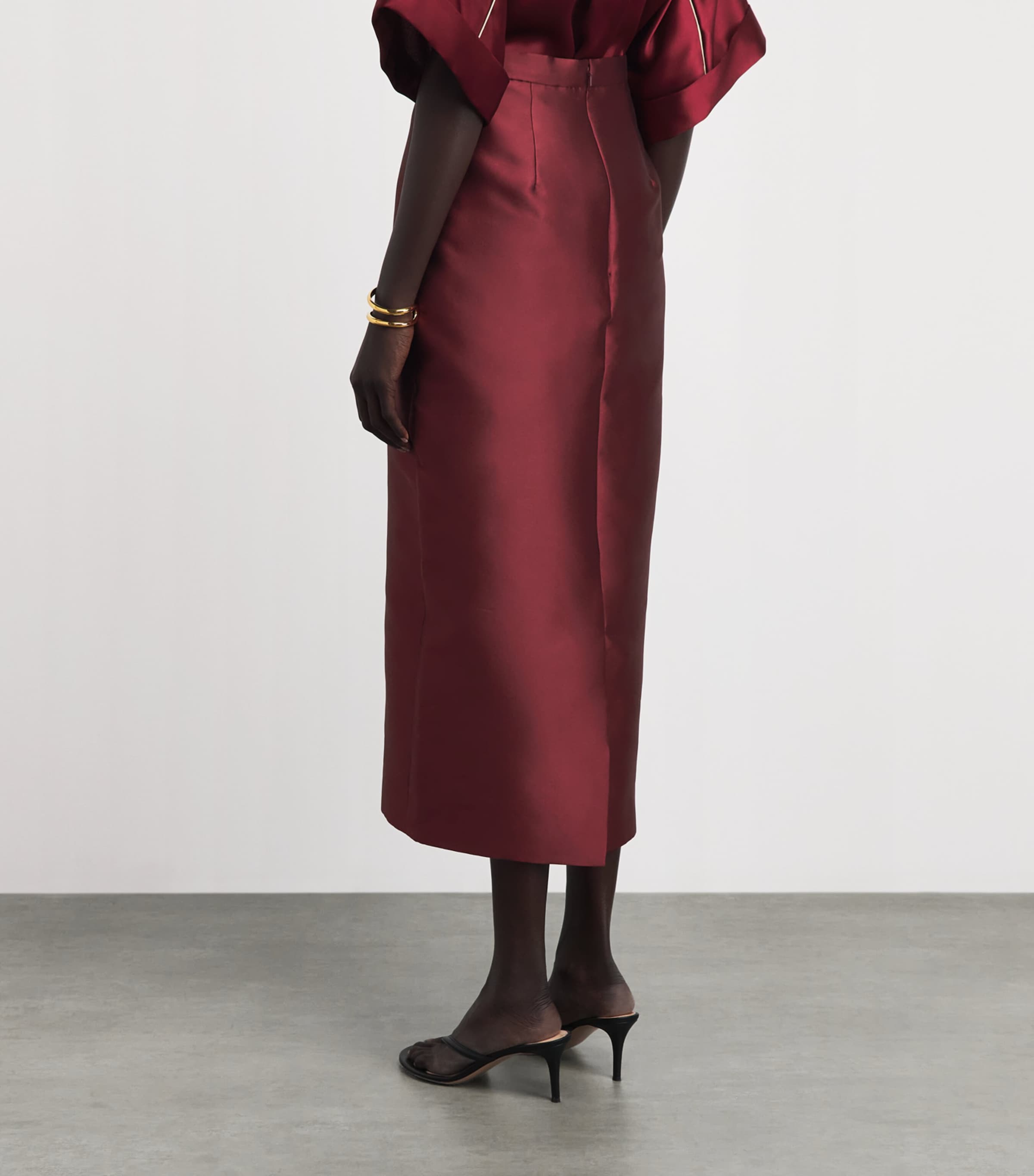 Erdem Womens Mikado Embroidered Midi Skirt Bordeaux Image 5