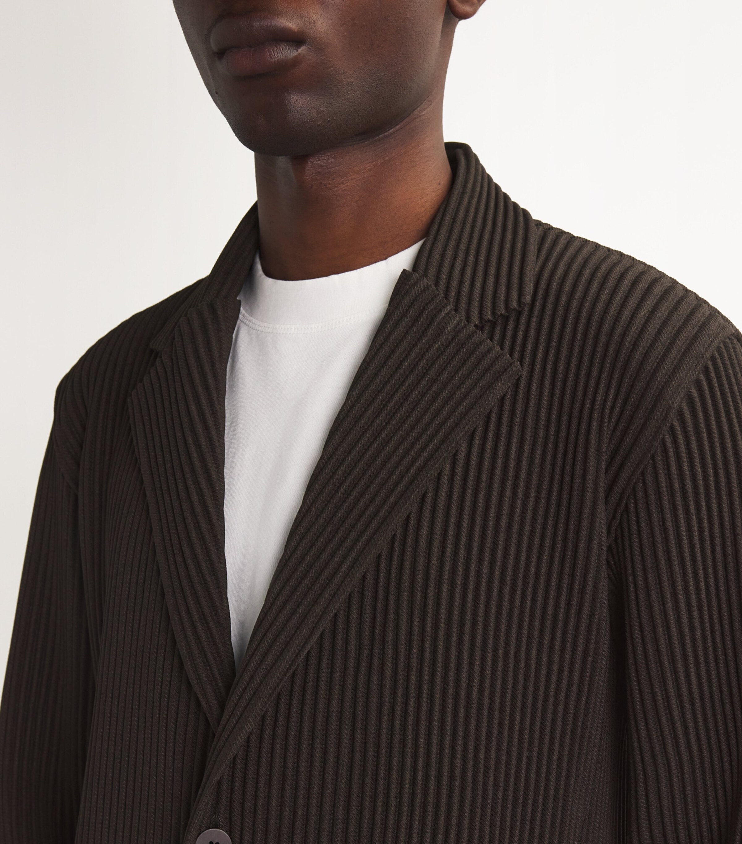 Homme Plissé Issey Miyake Mens Pleated Single-Breasted Blazer Brown Image 5