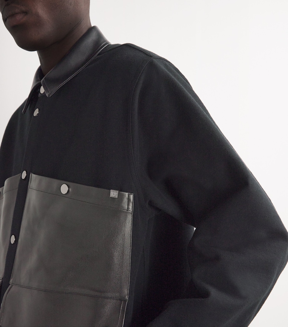 Helmut Lang Mens Leather-Trim Hunting Jacket Black Image 6