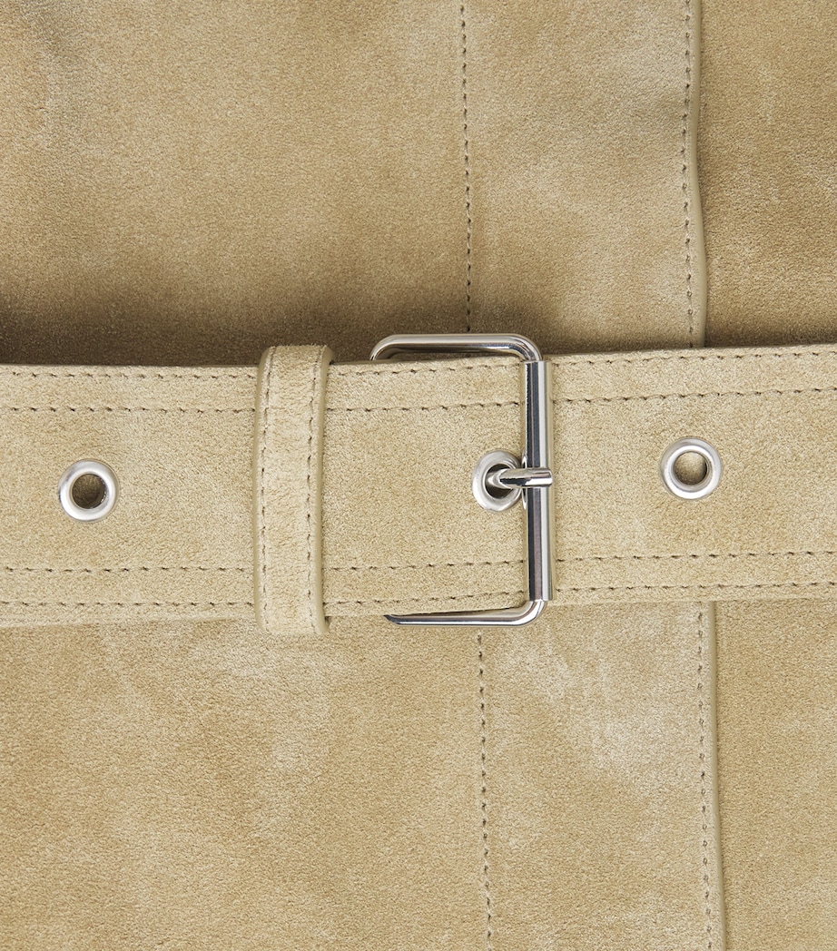 Tory Burch Womens Suede Belted Jacket Light Brown Image 6