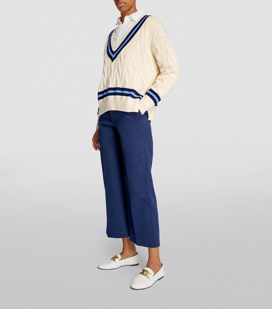 Cable-Knit Cricket Sweater CREAM W/ NAVY STRIPE Image 2