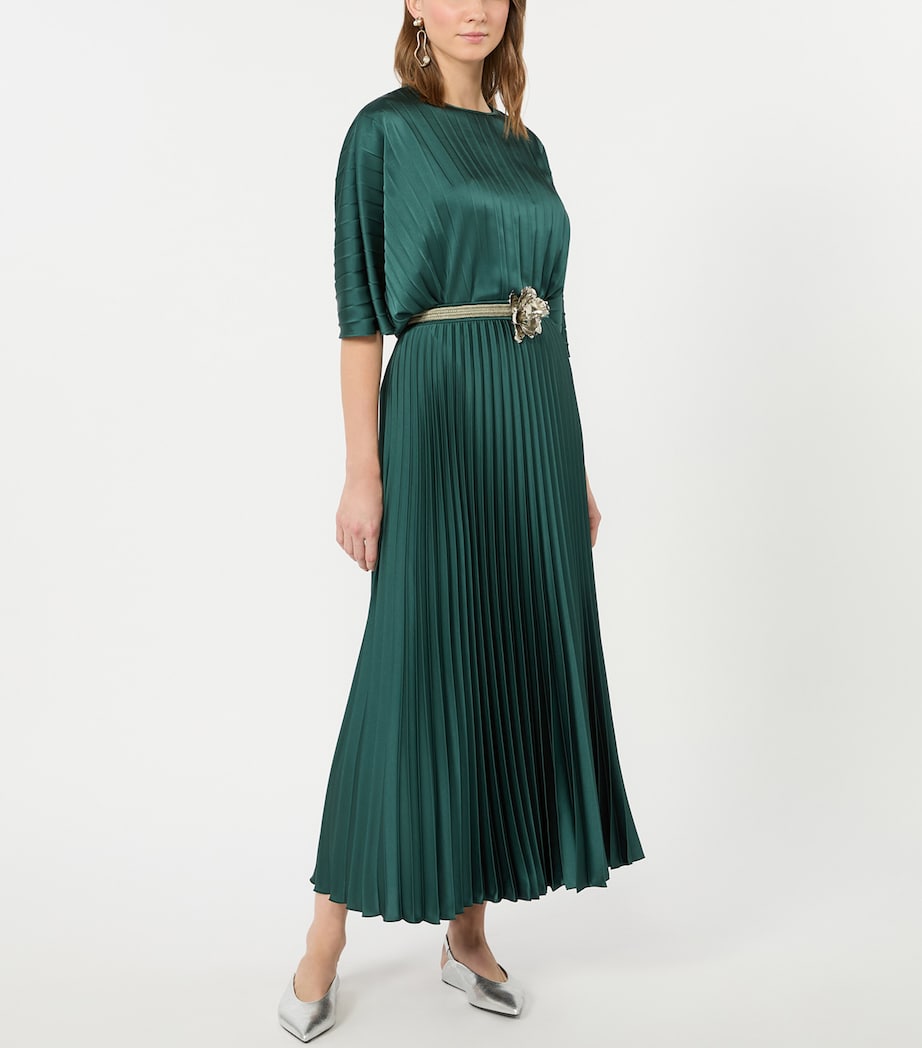 Weekend Max Mara Womens Pleated Short-Sleeve Blouse Dark Green Image 5