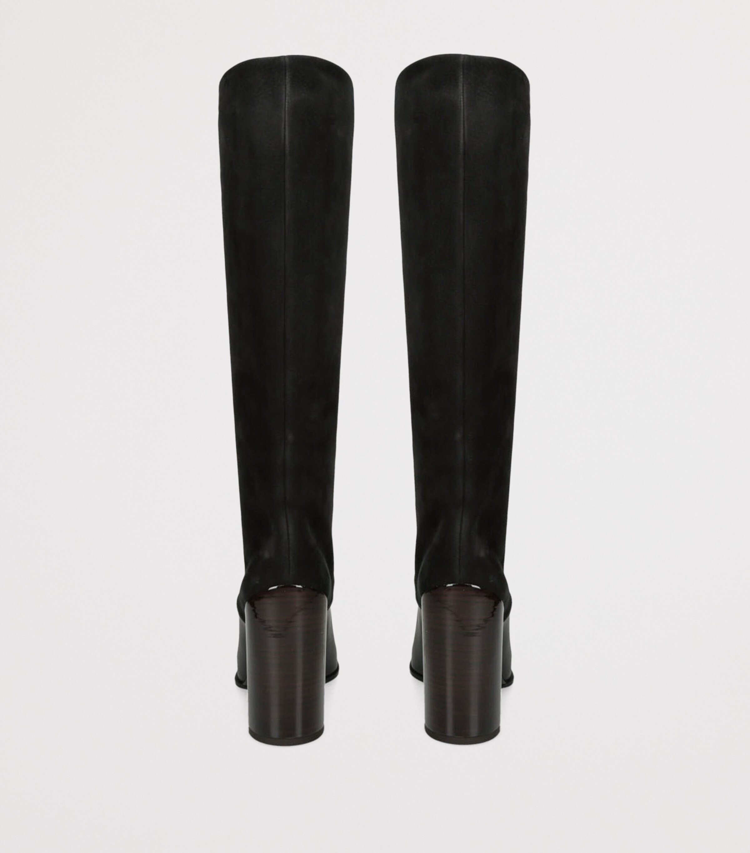 Leather Suede-Trim Knee-High Boots 90 BLACK Image 2