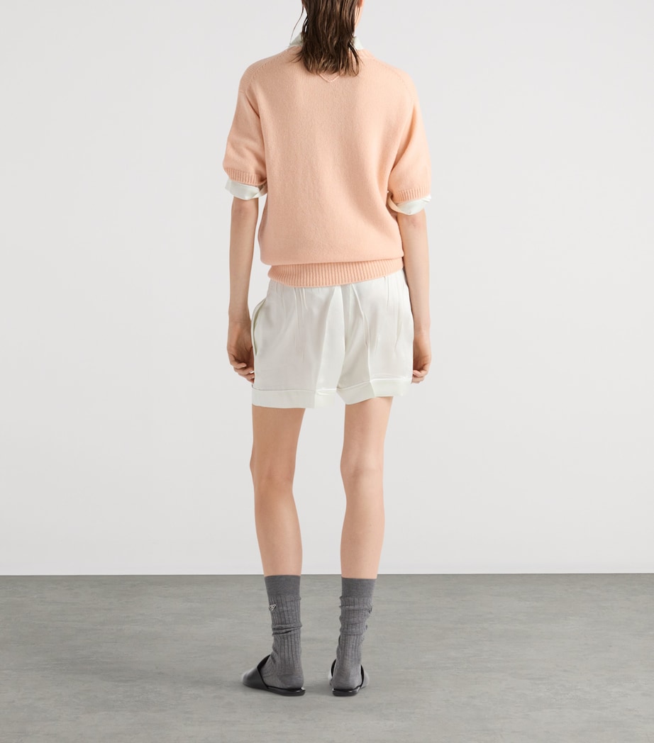 Wool-Cashmere Short-Sleeve Sweater F0075 Image 5