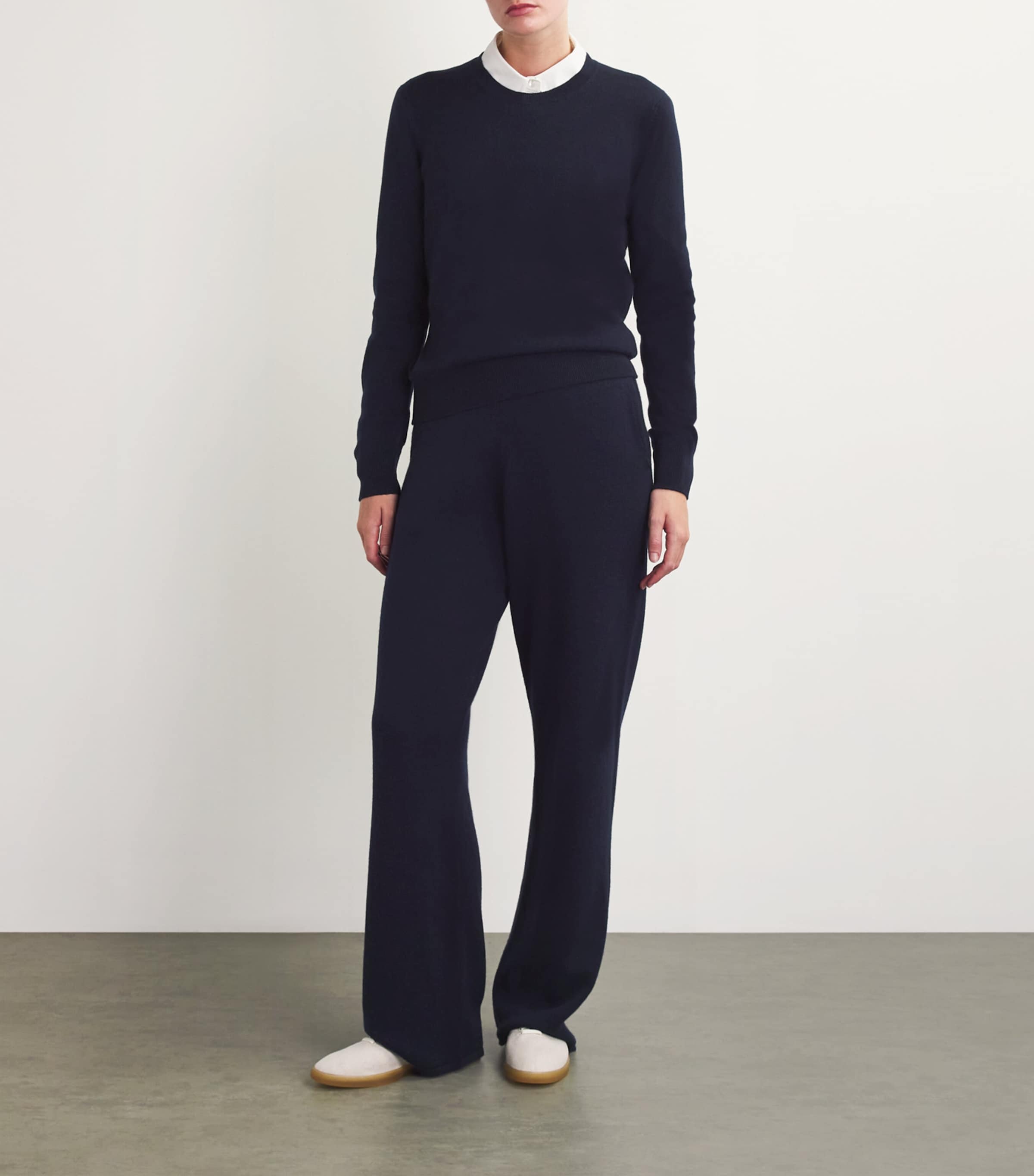 Cashmere Wide-Leg Sweatpants T&D NAVY Image 2