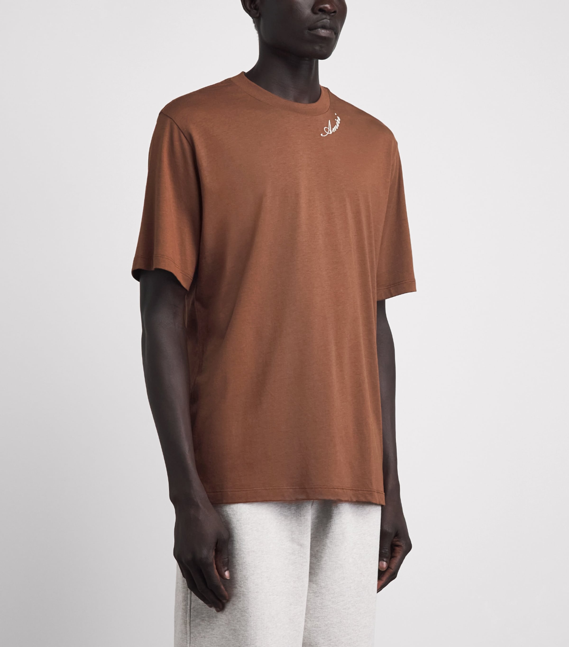 AMIRI Mens Cotton Script T-Shirt Tobacco Image 4