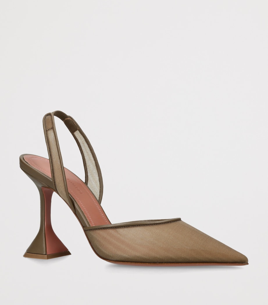 Amina Muaddi Mesh Holli Slingback Pumps 95 Taupe Image 3