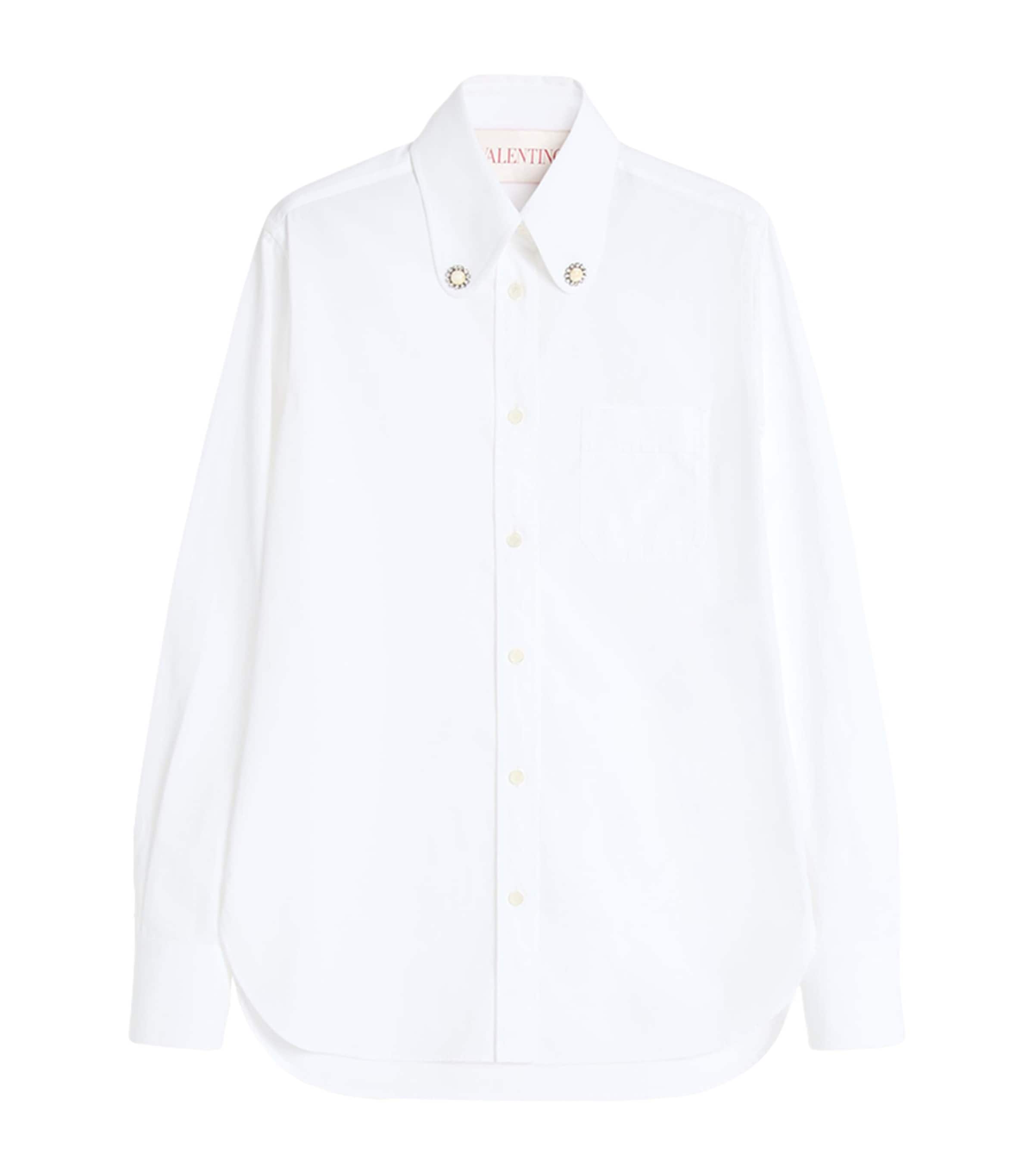 Valentino Tailored White Cotton Shirt With Decorative Buttons In White