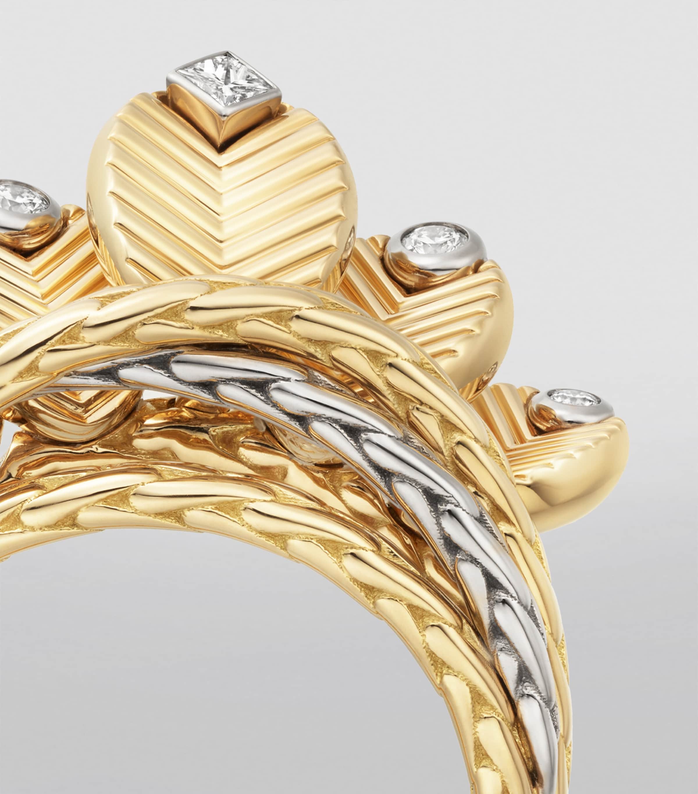 Yellow Gold, White Gold and Diamond Grain de Café Ring YELLOW GOLD Image 4
