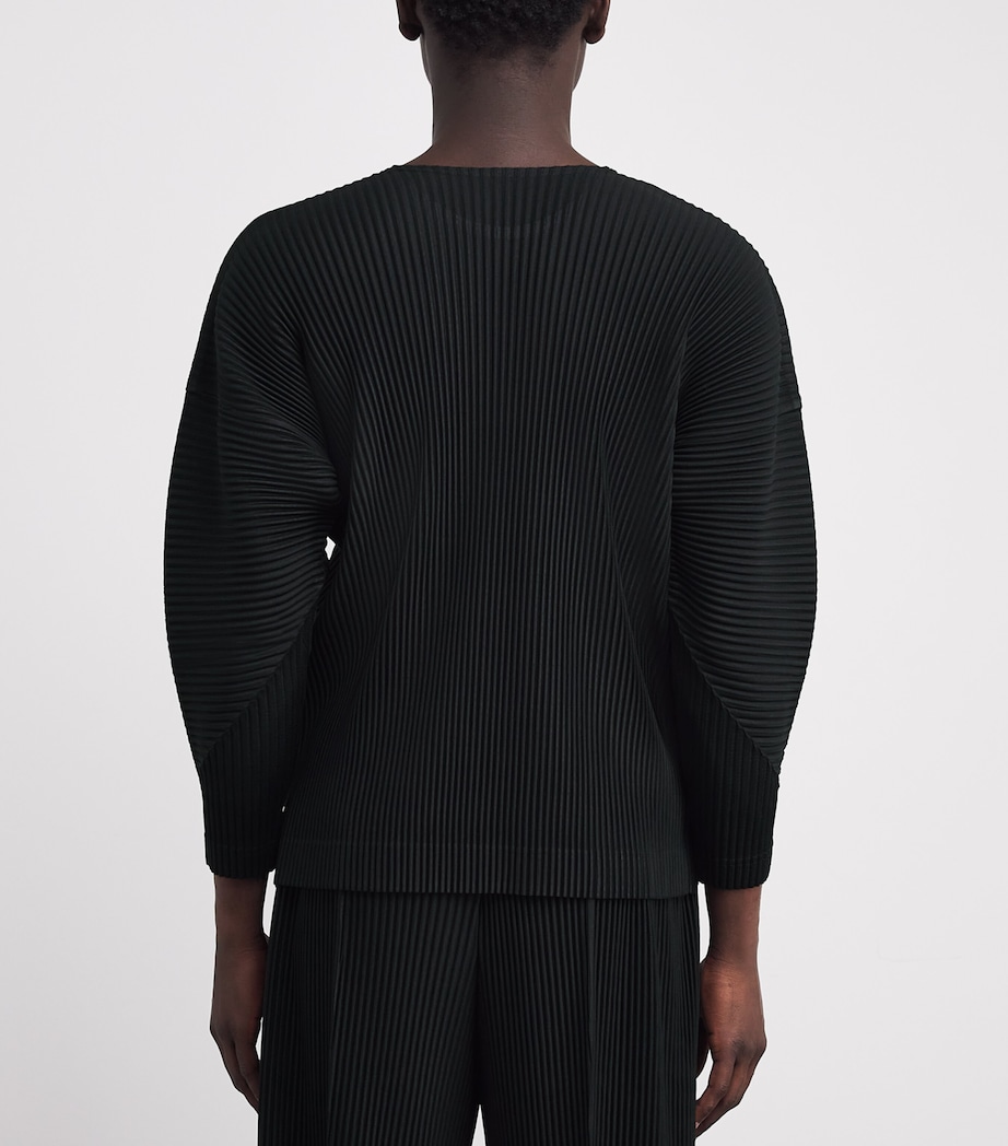 Pleated Long-Sleeve T-Shirt 15-BLACK Image 4