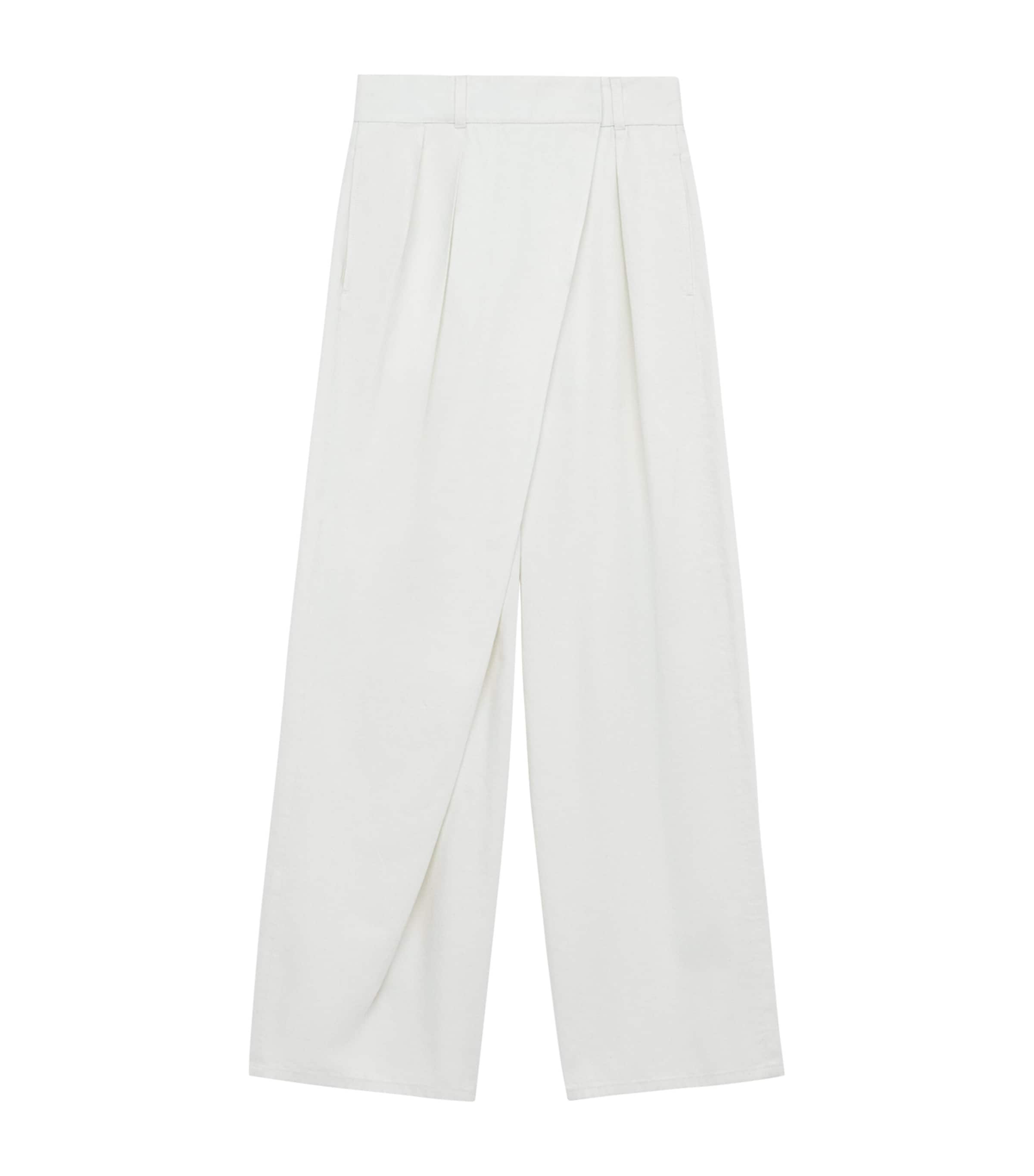 Loewe Layered Pleated High-rise Wide-leg Jeans In White