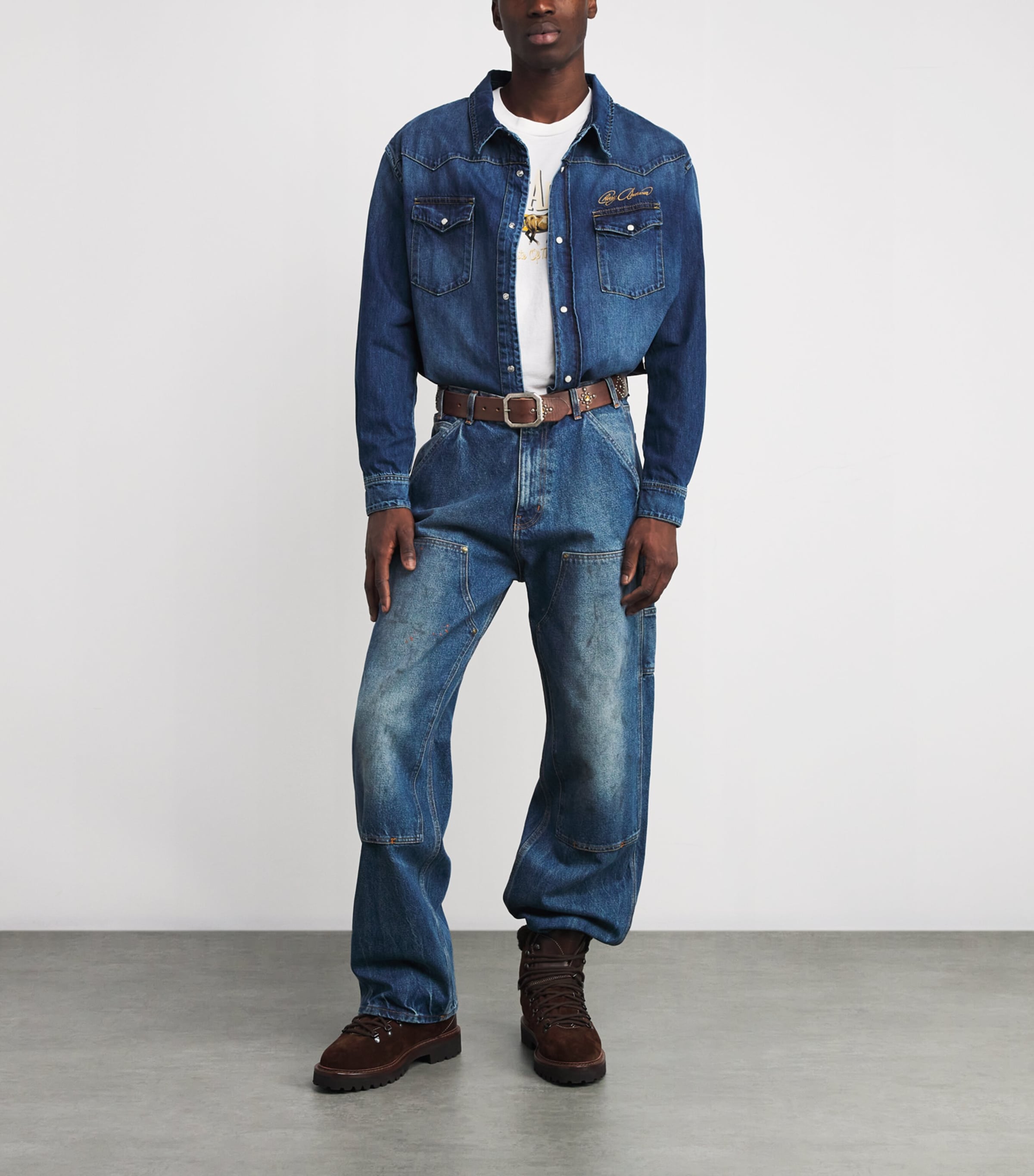 Leather Studded Santa Fe Belt BROWN Image 3