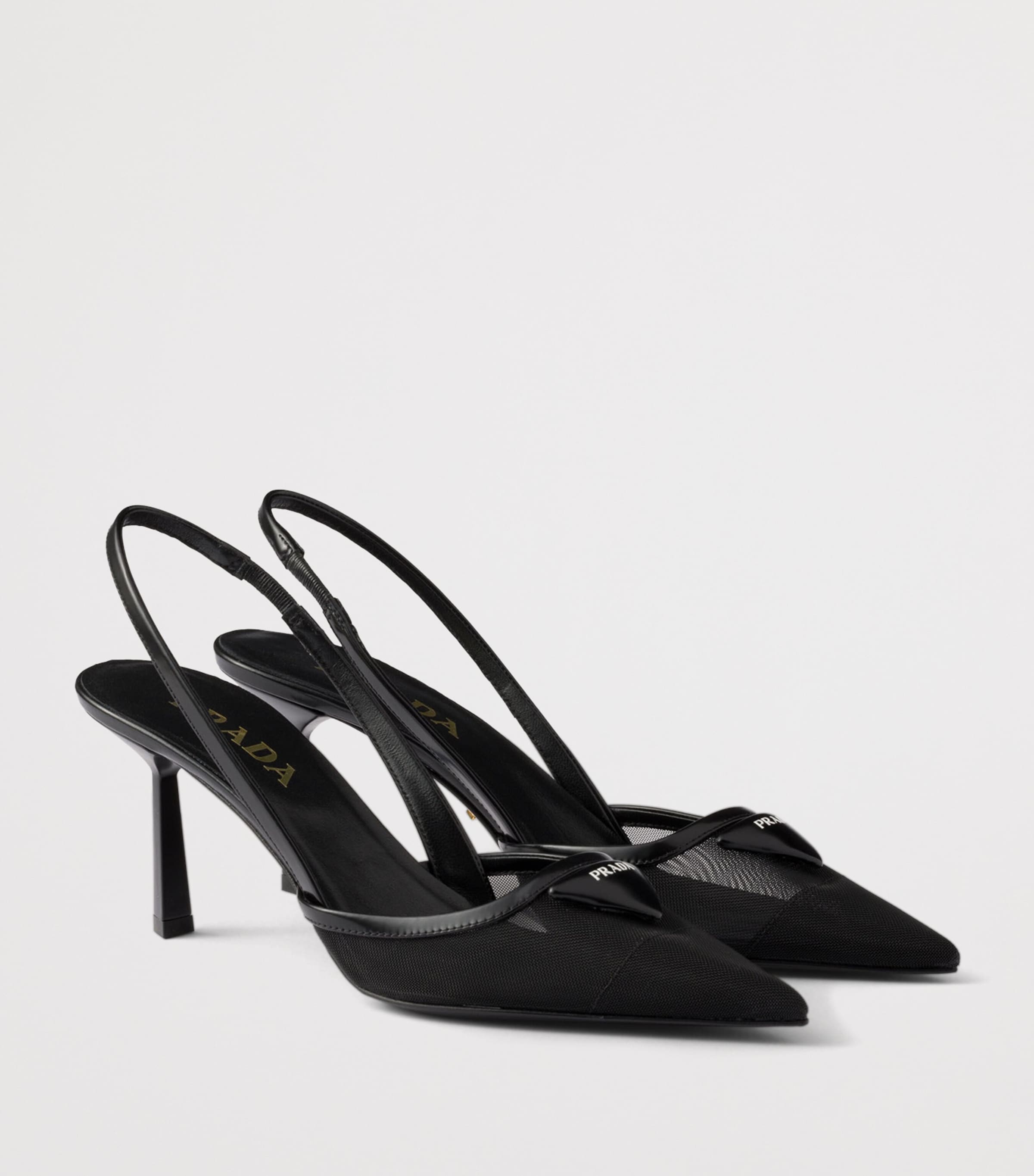 Prada Mesh Triangle Slingback Pumps 75 Black Image 2