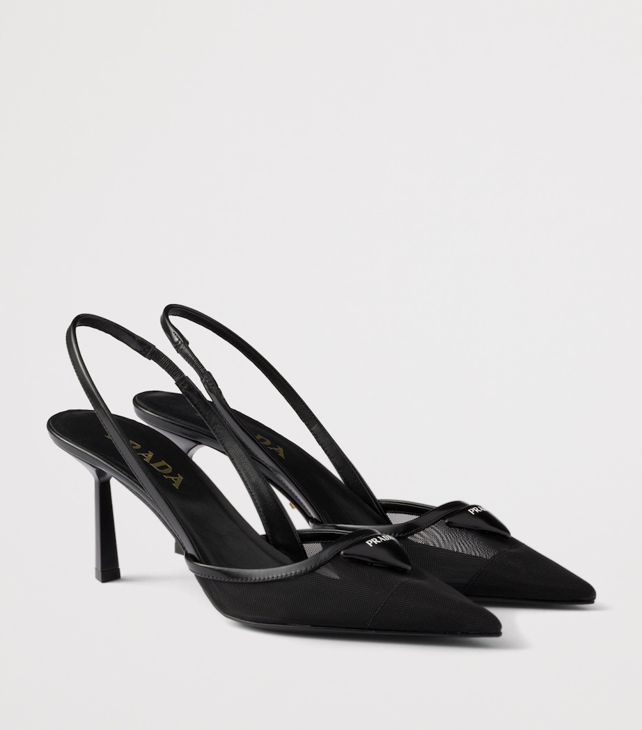 Prada Mesh Triangle Slingback Pumps 75 Black Image 2