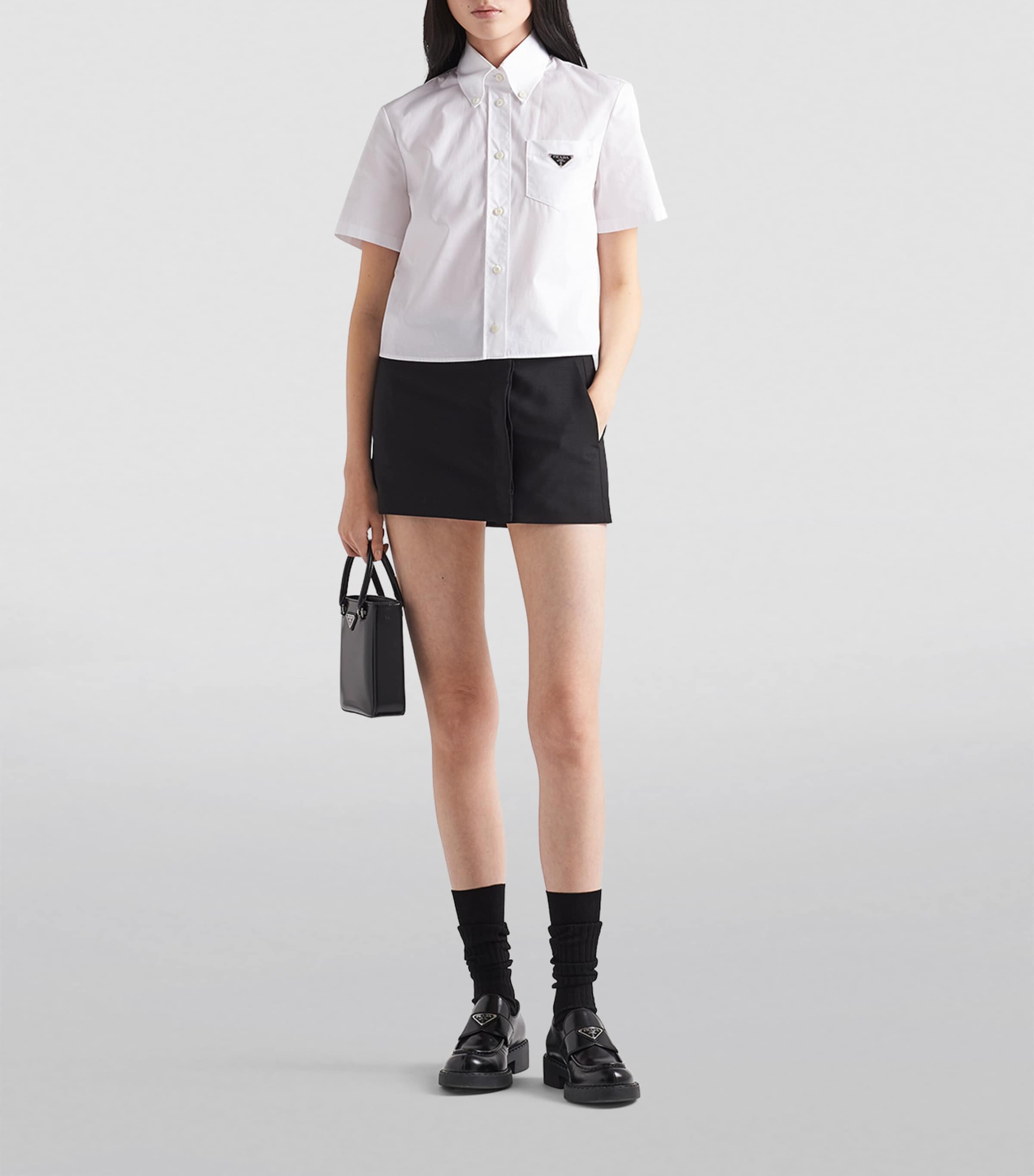 Prada Womens Cotton Poplin Logo Shirt Image 2