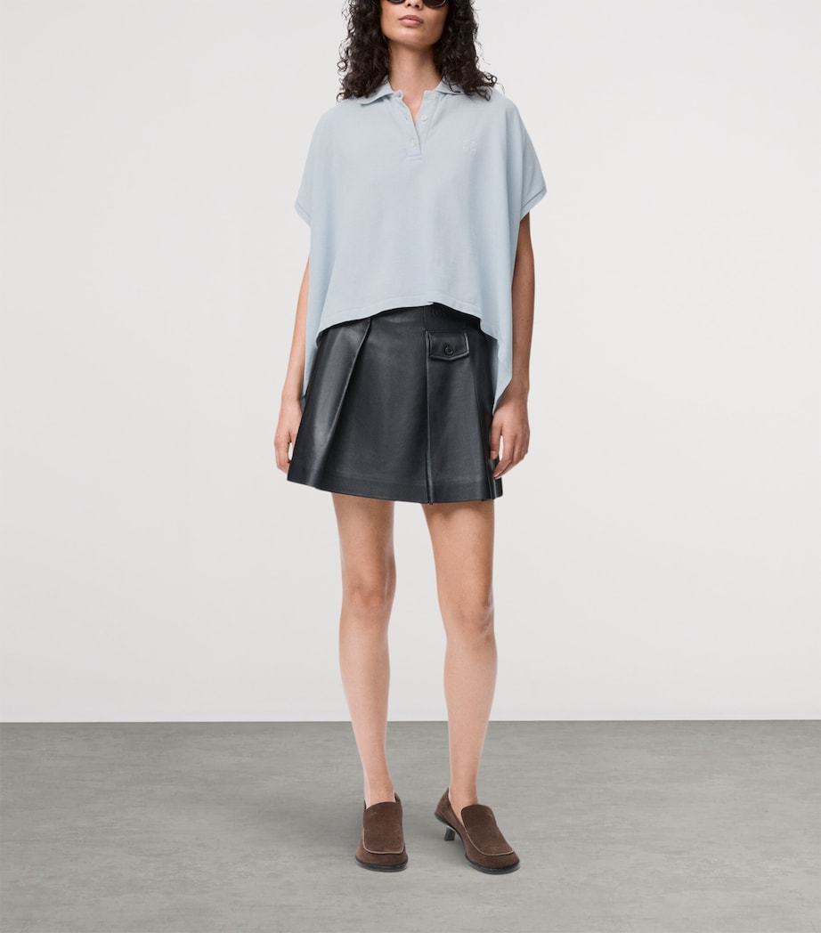 LOEWE Womens Stretch-Cotton Polo Shirt Light Blue Image 2