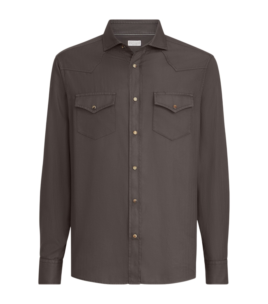 Brunello Cucinelli Mens Cotton Western Shirt Image 1