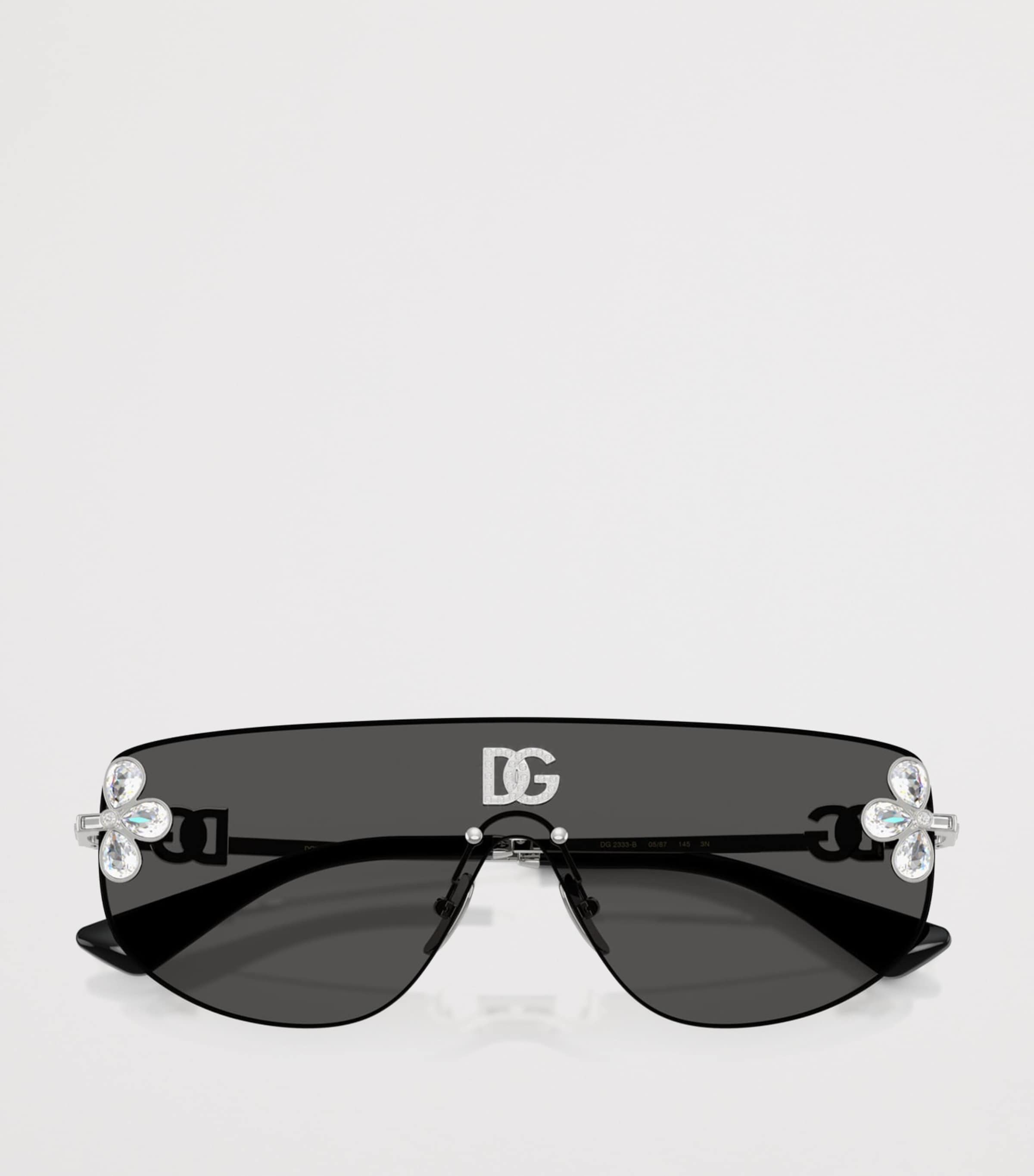 Dolce&Gabbana Crystal-Embellished Visor sunglasses Silver Image 5