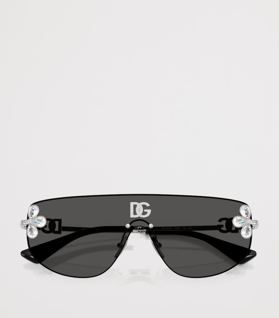Dolce&Gabbana Crystal-Embellished Visor sunglasses Silver Image 5