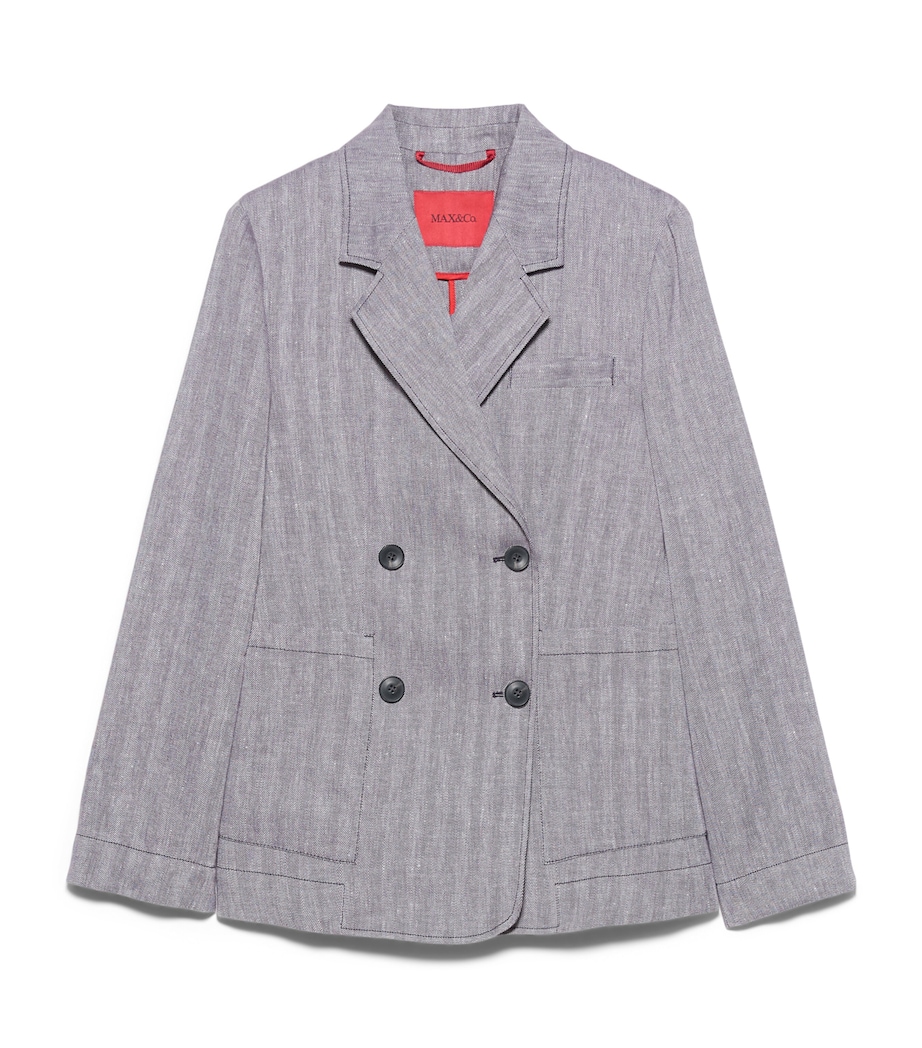 MAX&Co. Womens Linen-Blend Herringbone Peacoat Aubergine Image 1