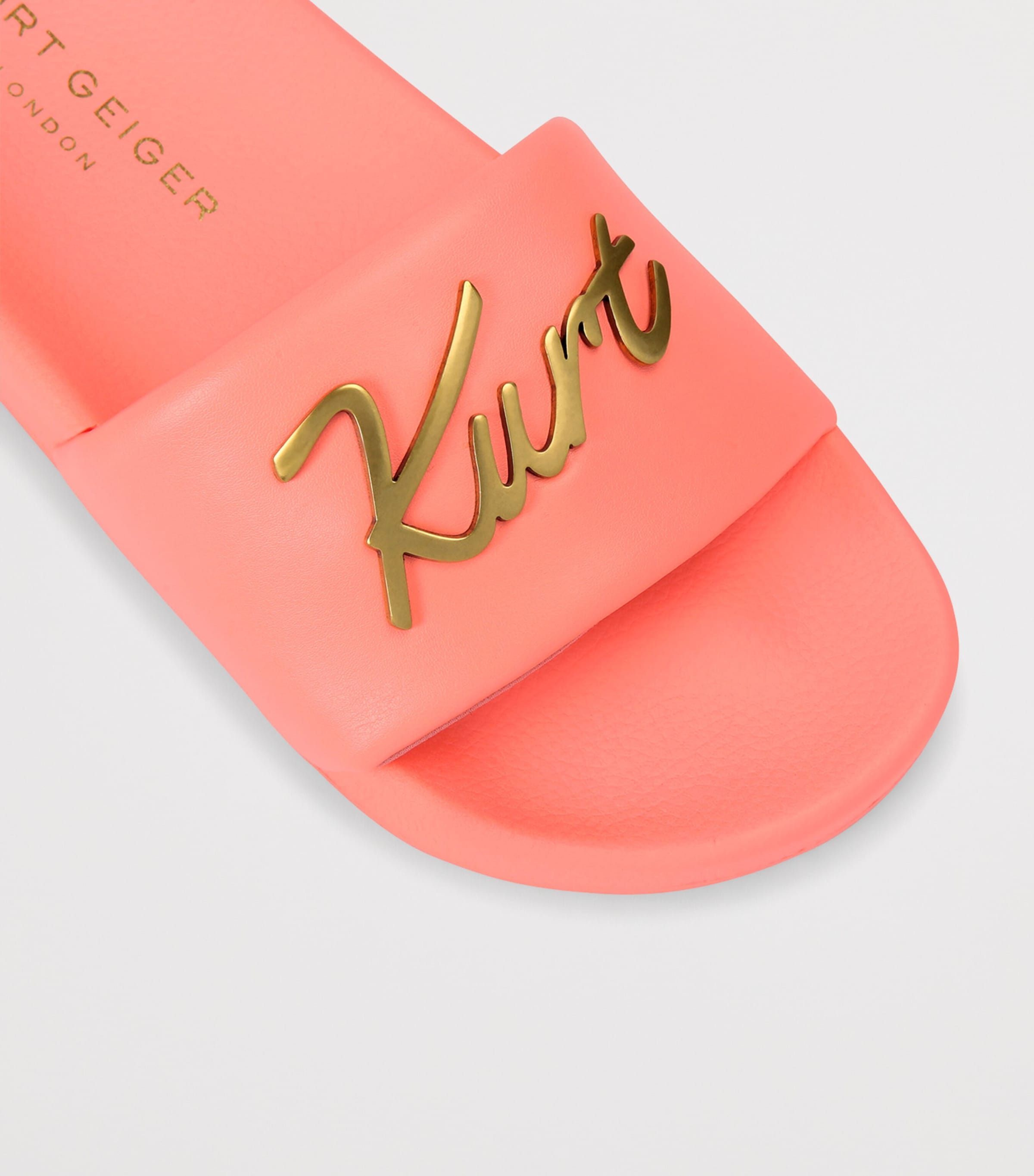 Kurt Geiger London Meena Logo Slides Pink Comb Image 2
