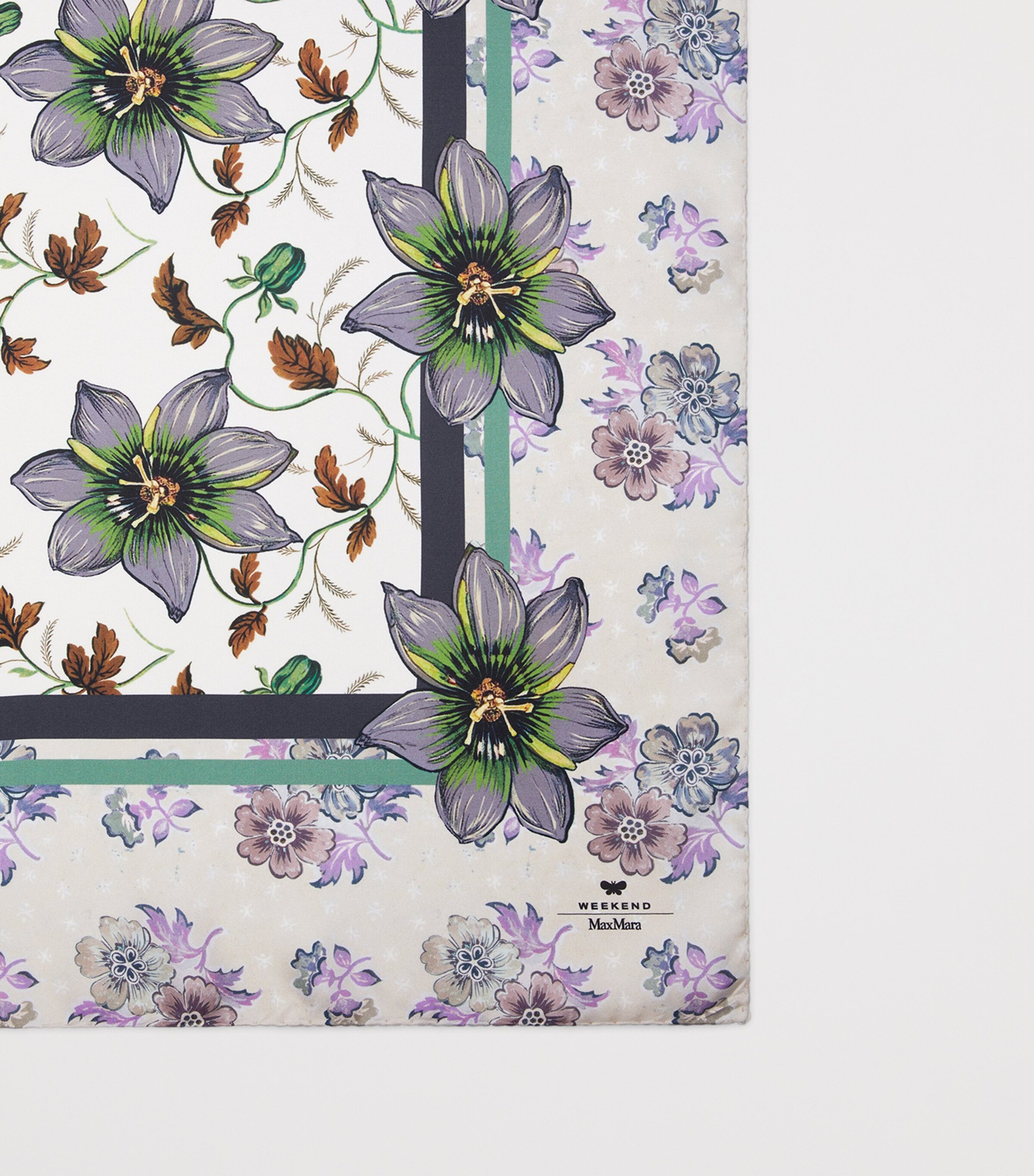 Weekend Max Mara Silk Twill Floral Scarf Ivory Image 4