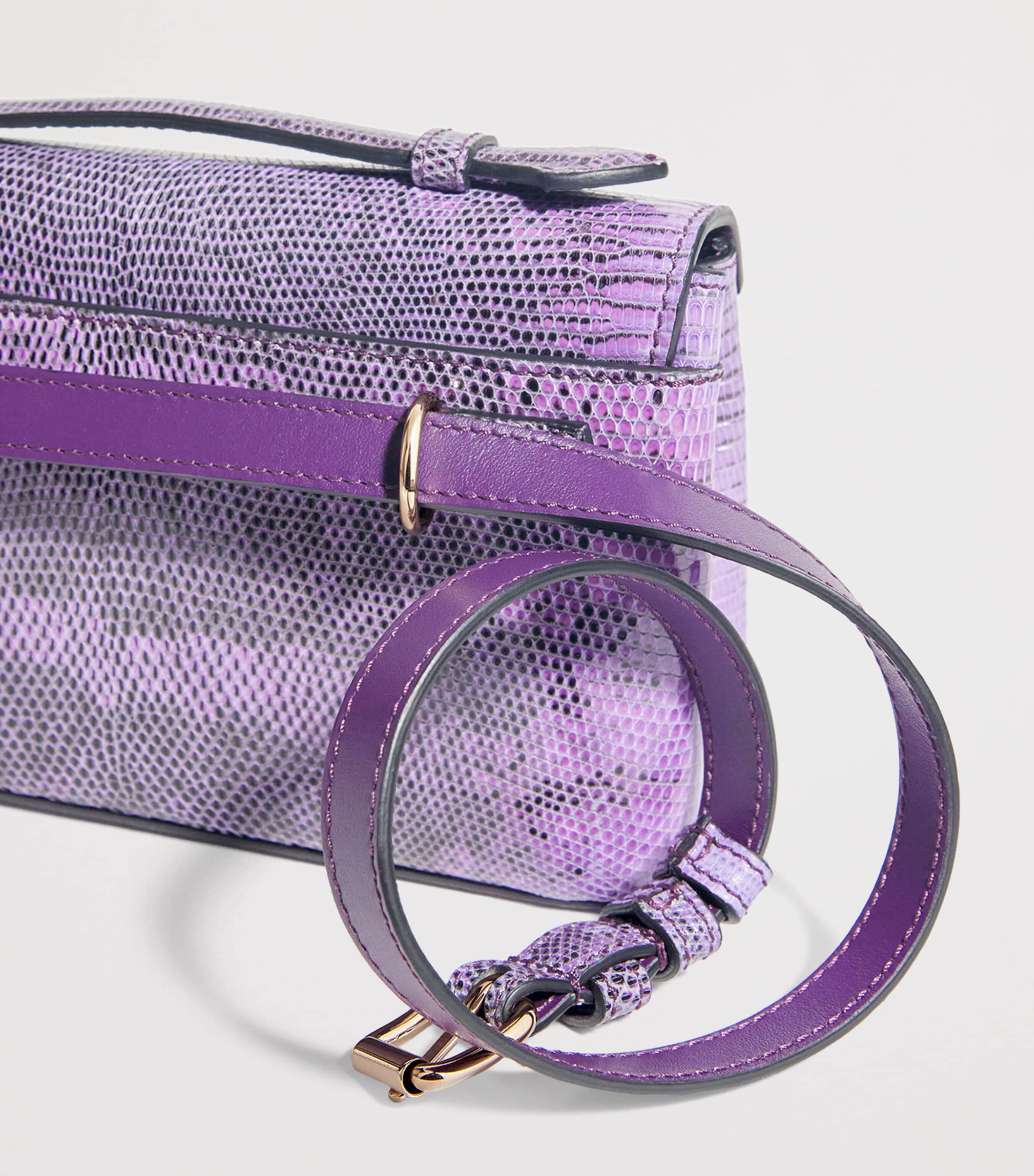 Lizard Skin Top-Handle Bag MAUVE JAVA Image 4