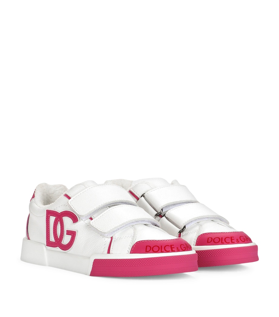 Leather Portofino Sneakers 8B902-WHITE/FUCHSIA Image 4