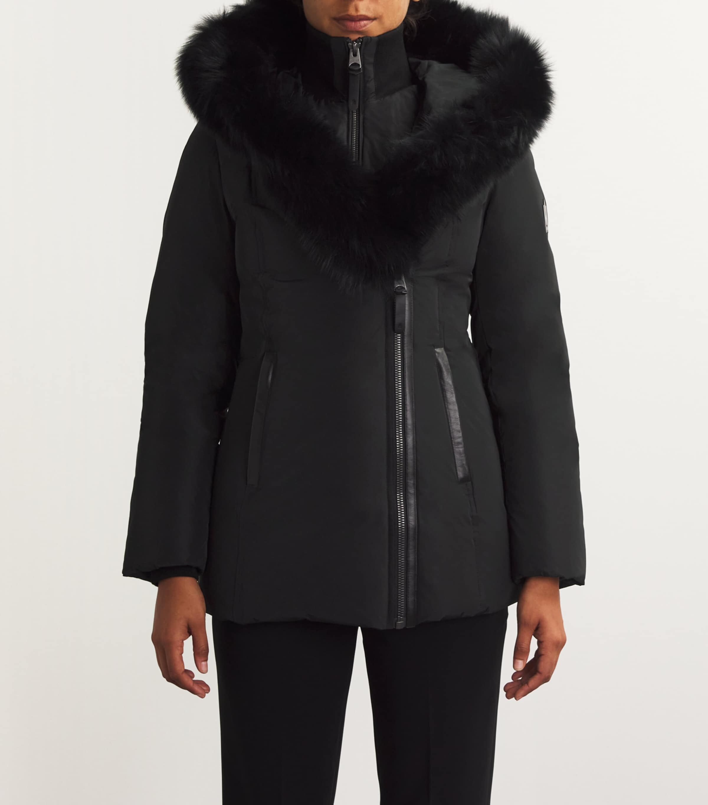 Adali fitted winter down coat with hood and fur trim on sale