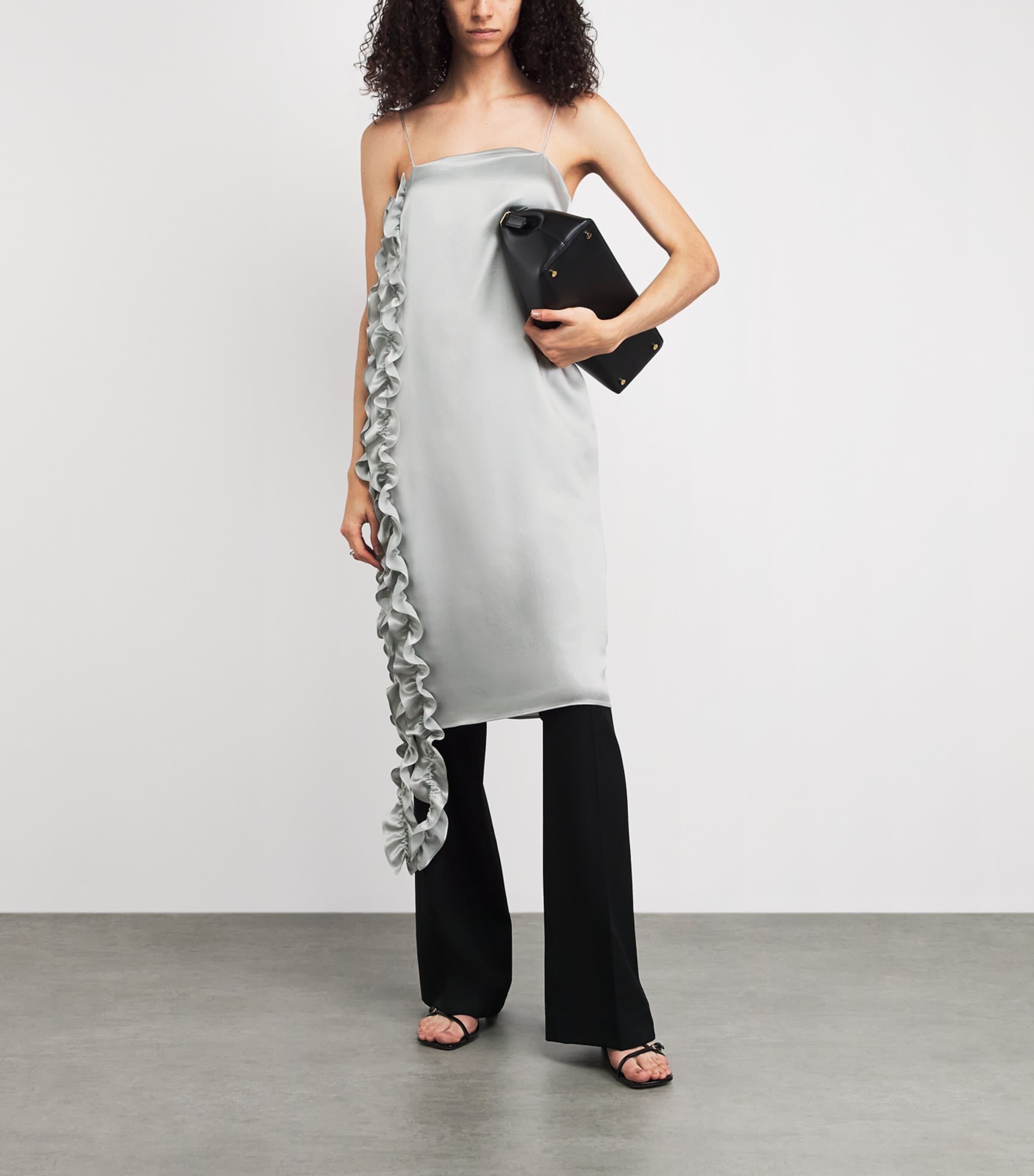 BITE Studios Womens Silk Crepe Sirelle Midi Dress Stone Blue Image 2