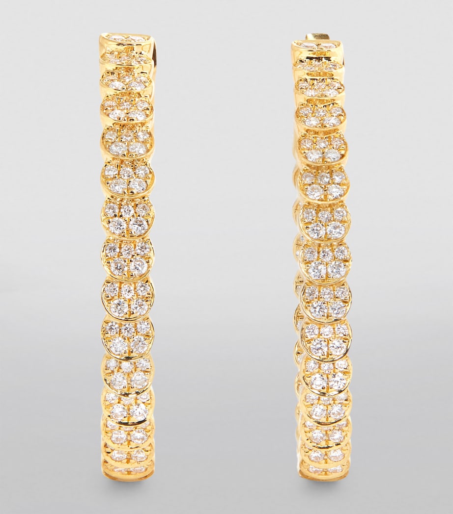 Yellow Gold and Diamond Luna Hoop Earrings YELLOW GOLD Image 2