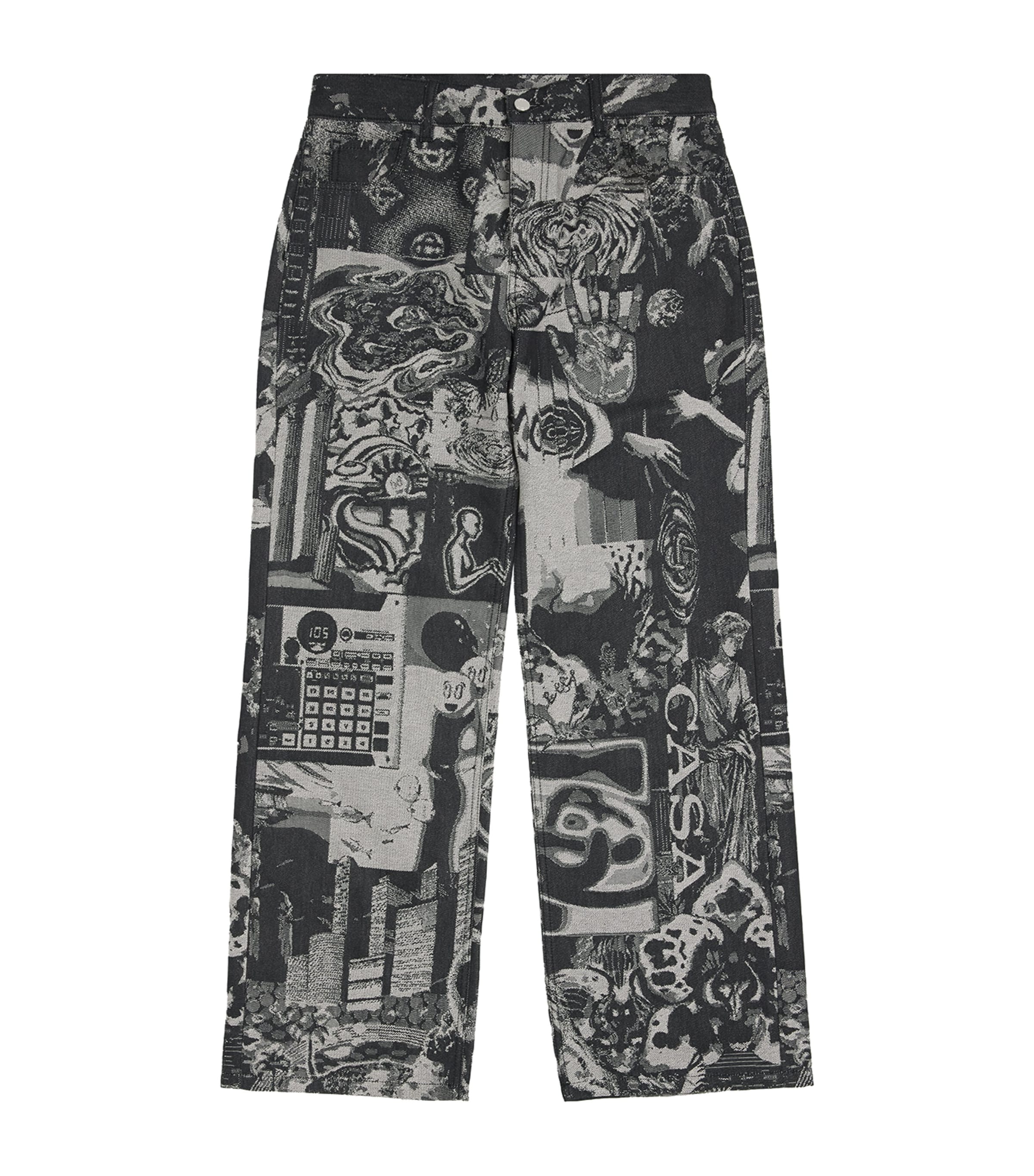 Casablanca Mens Rave Collage Straight Jeans Collage Image 1