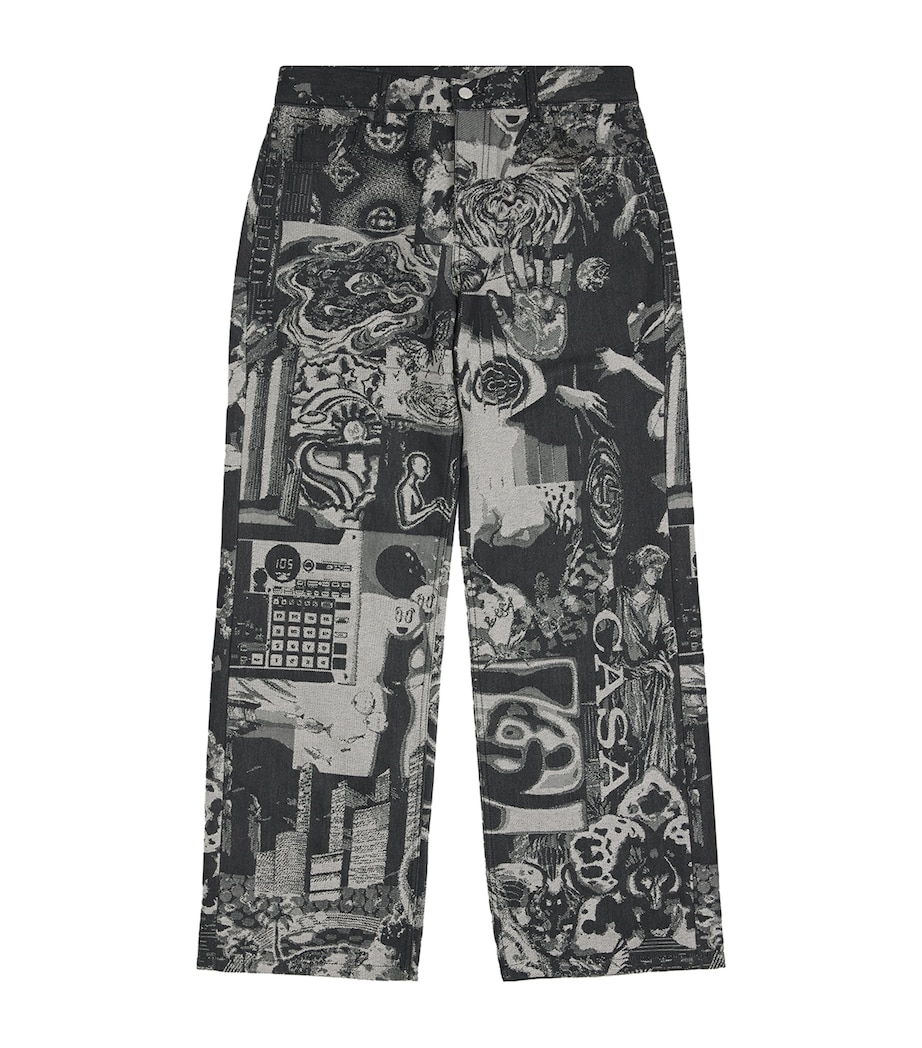 Casablanca Mens Rave Collage Straight Jeans Collage Image 1