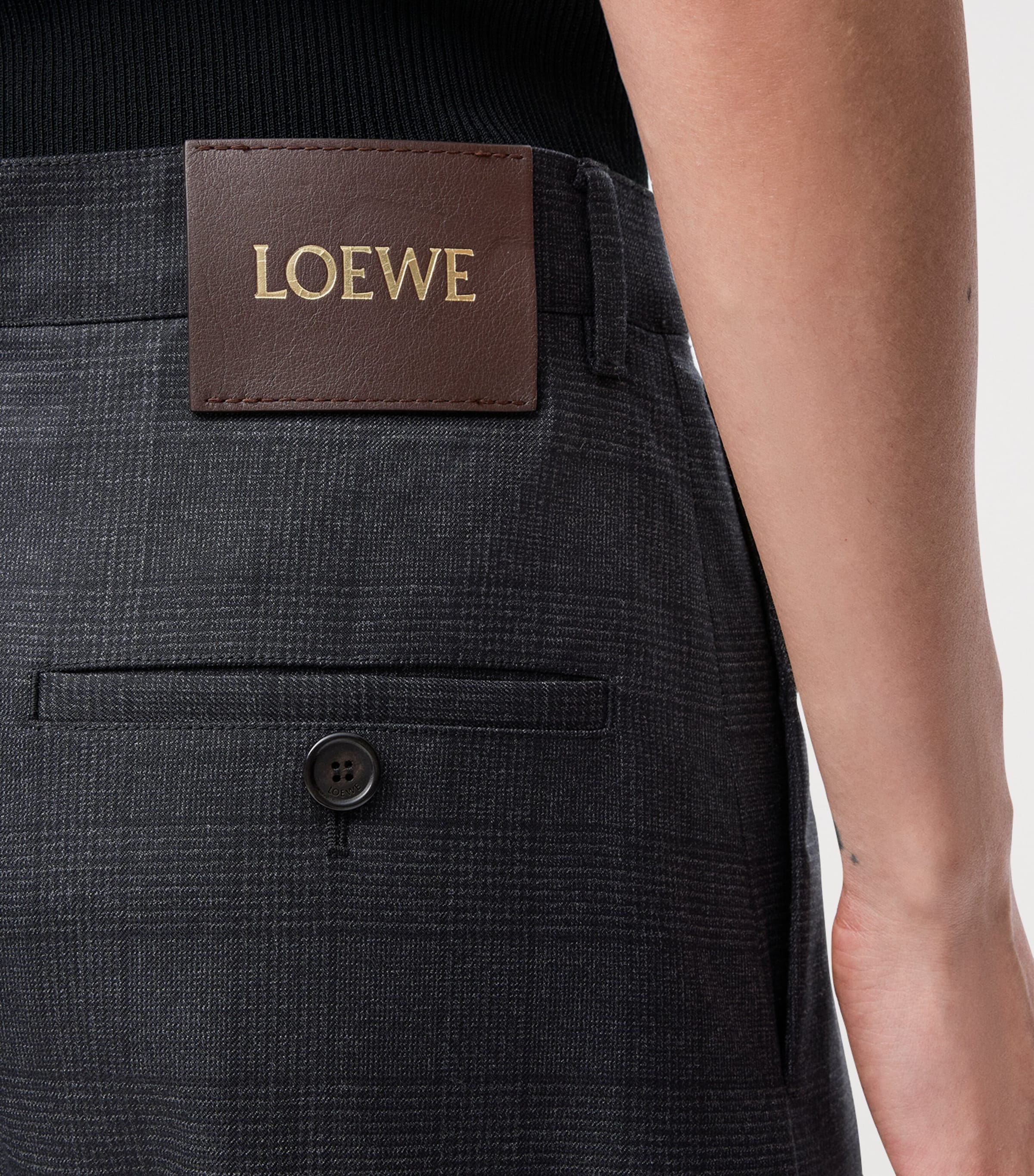 Wool Check Belted Trousers DARK GREY Image 5