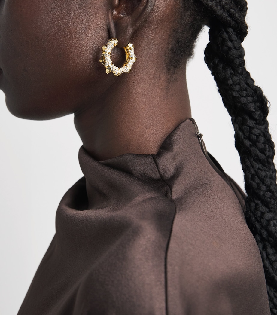Eddie Borgo Gold-Plated Pavé Bambù Hoop Earrings Gold Image 2
